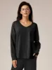 Amoretu Womens V Neck Tops Shirts Dropped Shoulder Long Sleeve Casual Sweatshirt sold by Amoretu