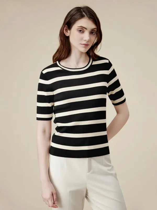 Amoretu Lyocell Striped Knit Top sold by Amoretu