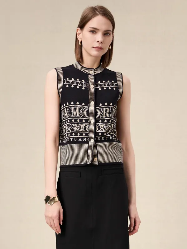Amoretu Brand Patterned Sleeveless Knitted Vest sold by Amoretu