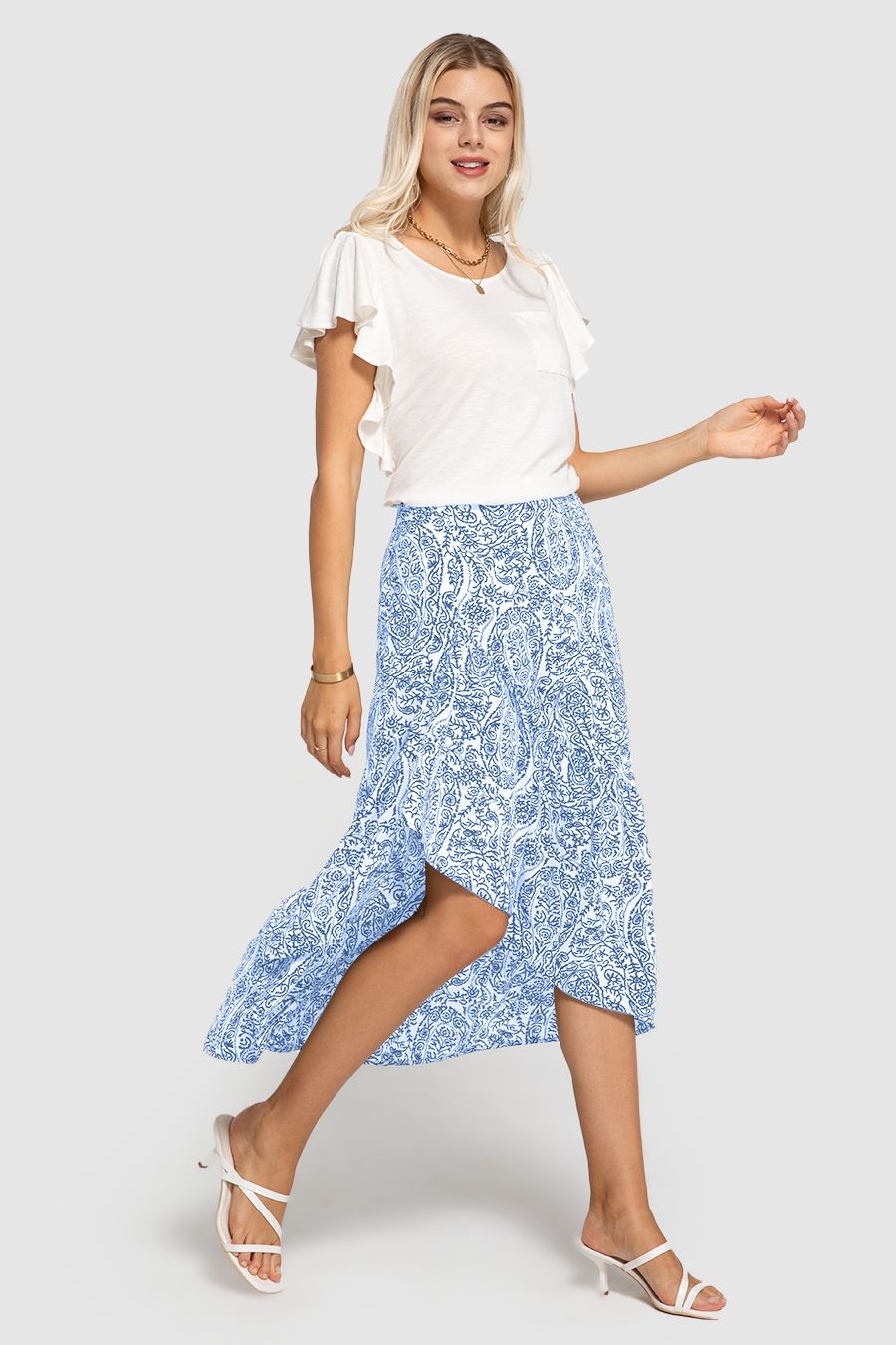 High-low Split Flowy Maxi Skirt sale sold by Amoretu product image thumbnail 5