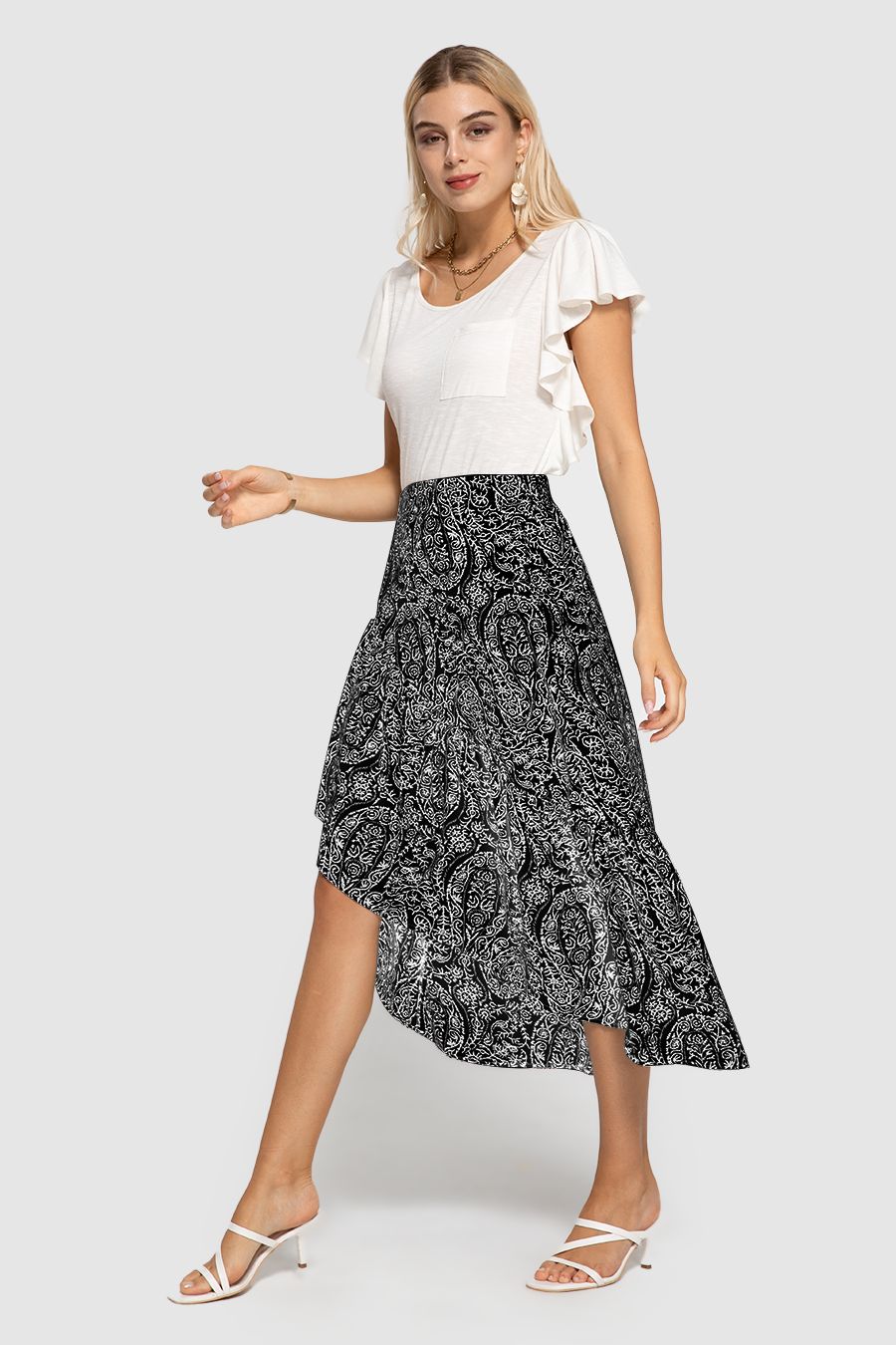 High-low Split Flowy Maxi Skirt sale sold by Amoretu product image thumbnail 6