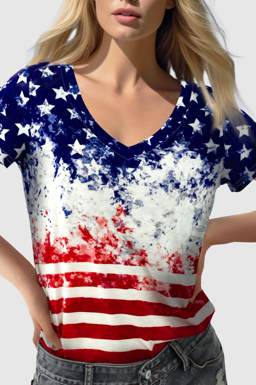 Americana Flag Print T shirt sold by Amoretu product image thumbnail 2