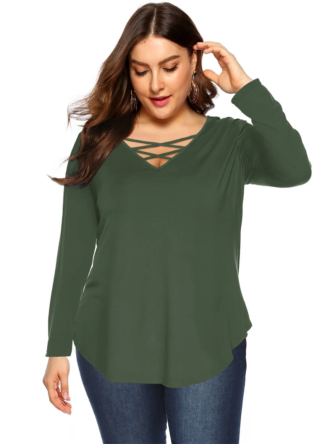 Plus Size Criss Cross T Shirt sold by Amoretu product image thumbnail 2