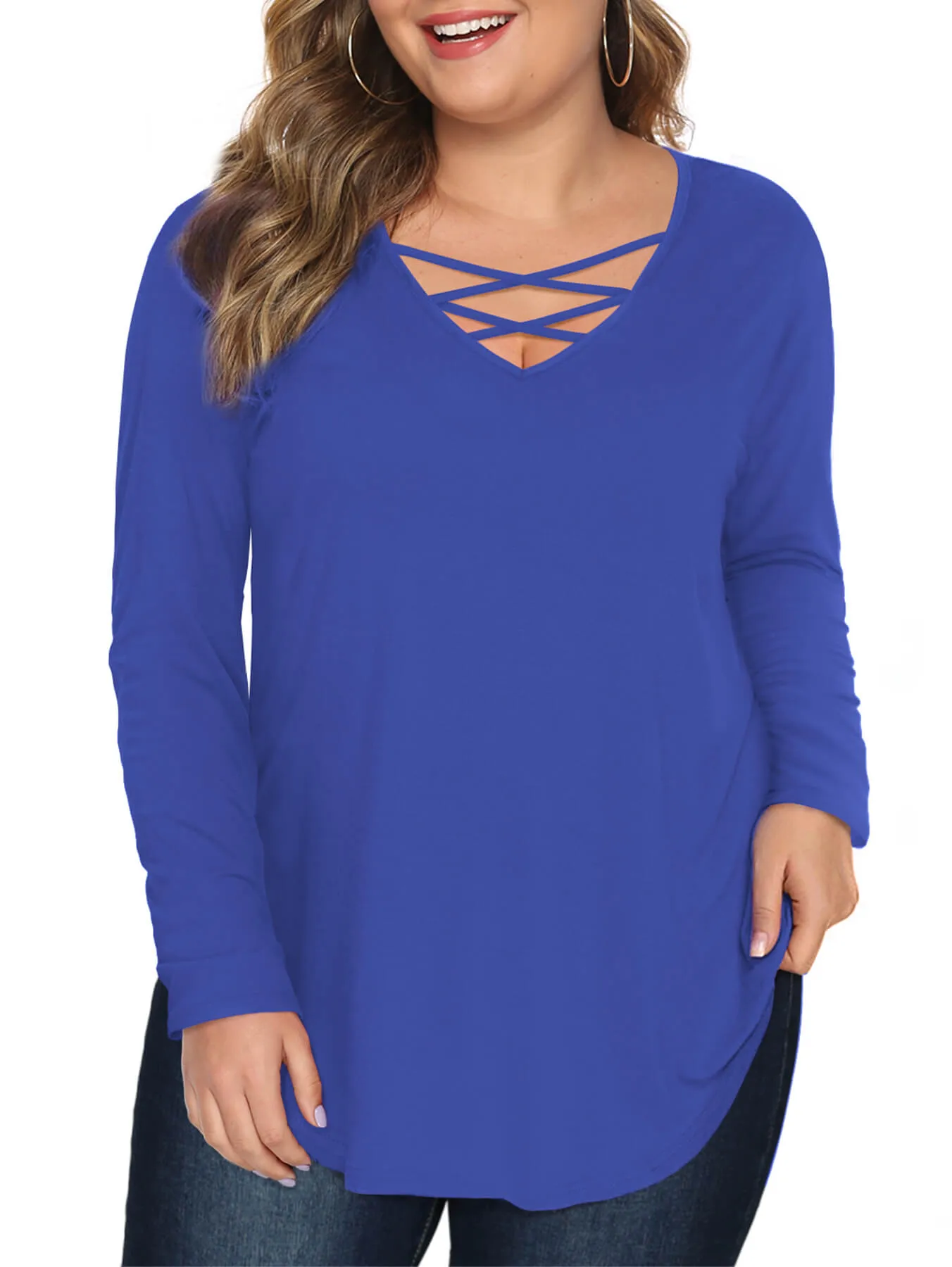Plus Size Criss Cross T Shirt sold by Amoretu product image thumbnail 5