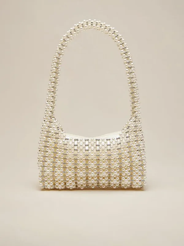 Handmade Pearl Beaded Clutch HandleBag sold by Amoretu