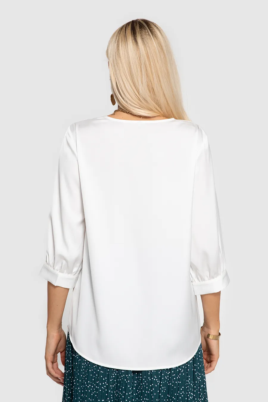 Lightweight Chic V-Neck Satin Blouse Sale sold by Amoretu product image thumbnail 3