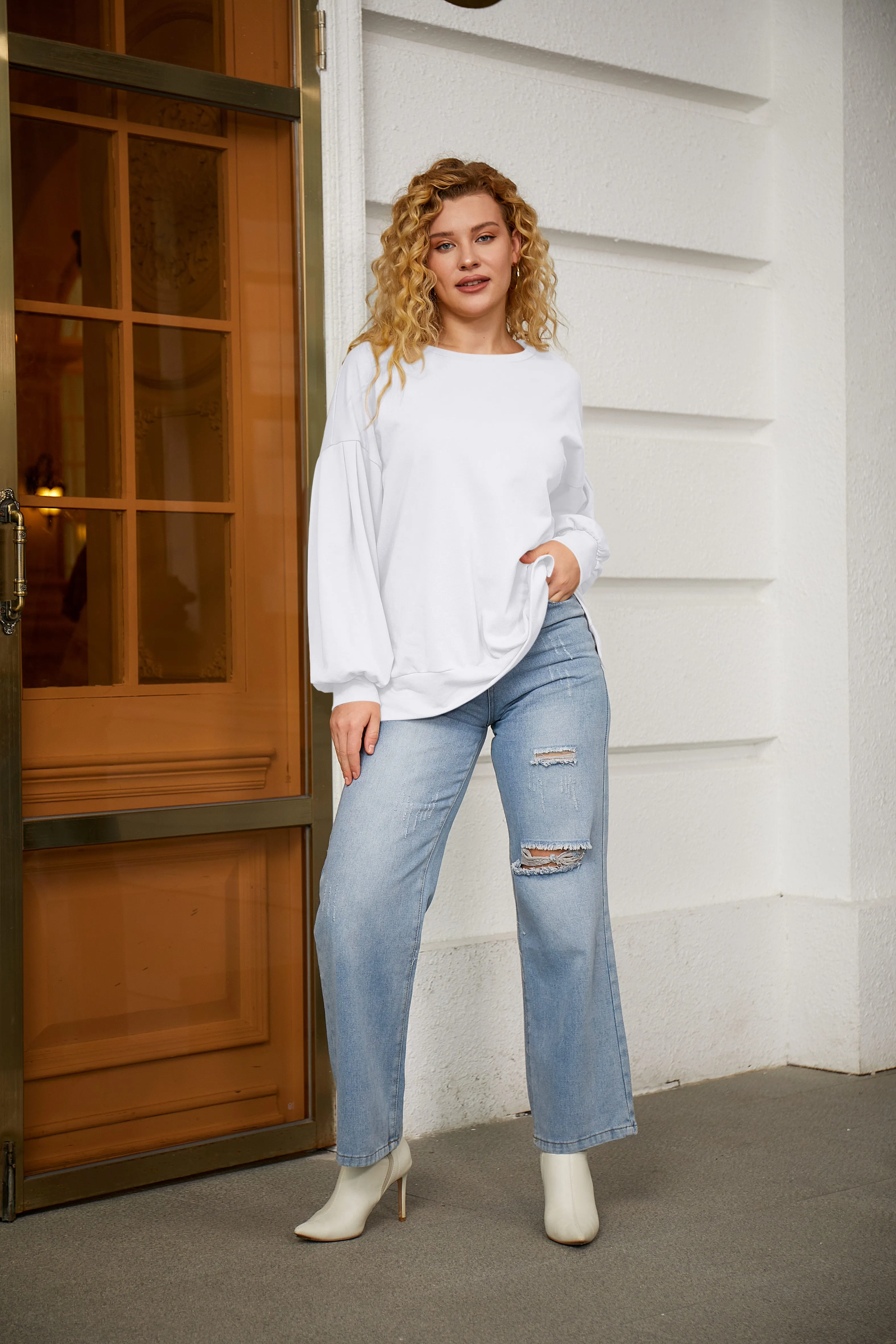 Casual Round Neck Sweatshirt sold by Amoretu
