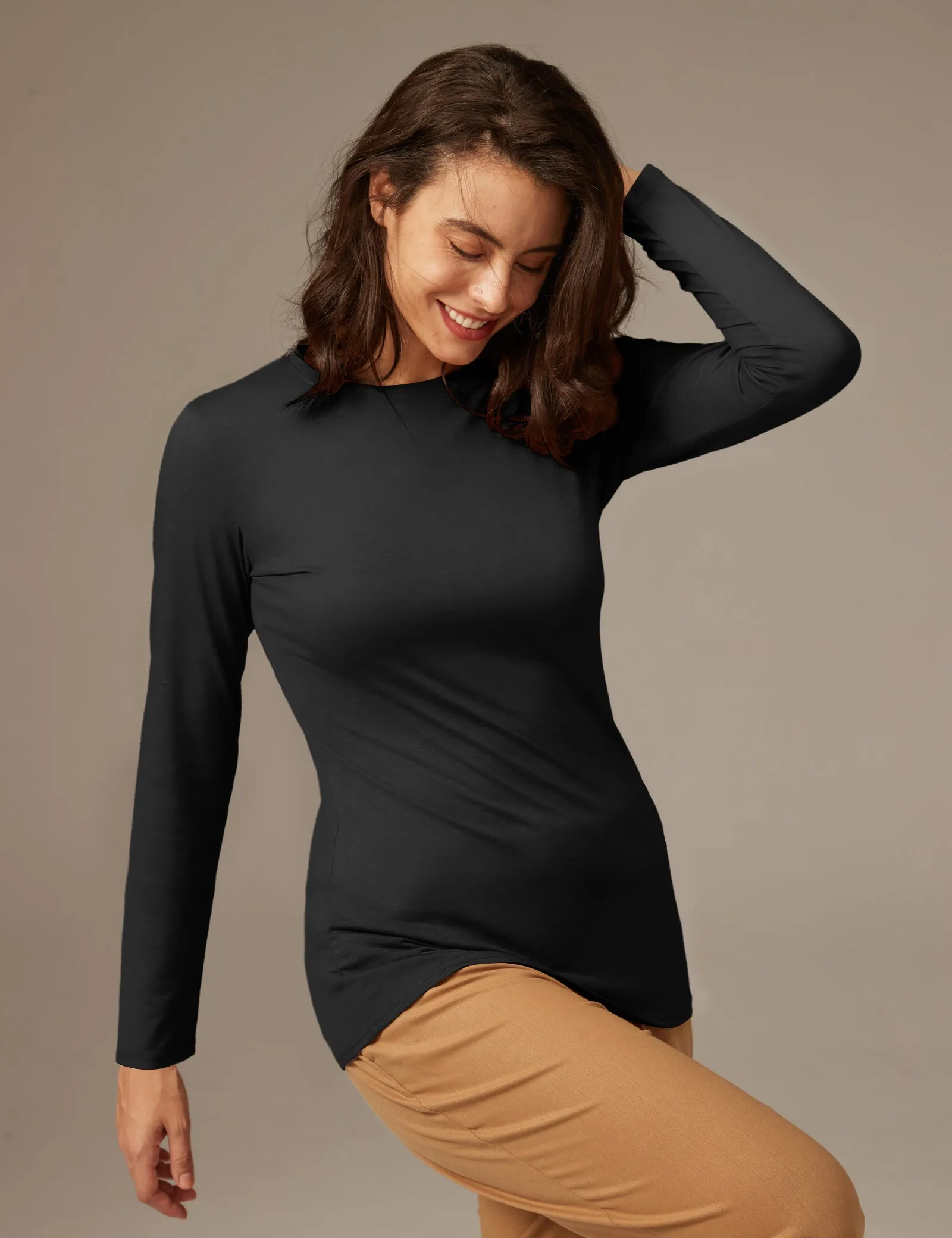 35% cotton Long Sleeve Crew Neck T Shirt sold by Amoretu product image thumbnail 2