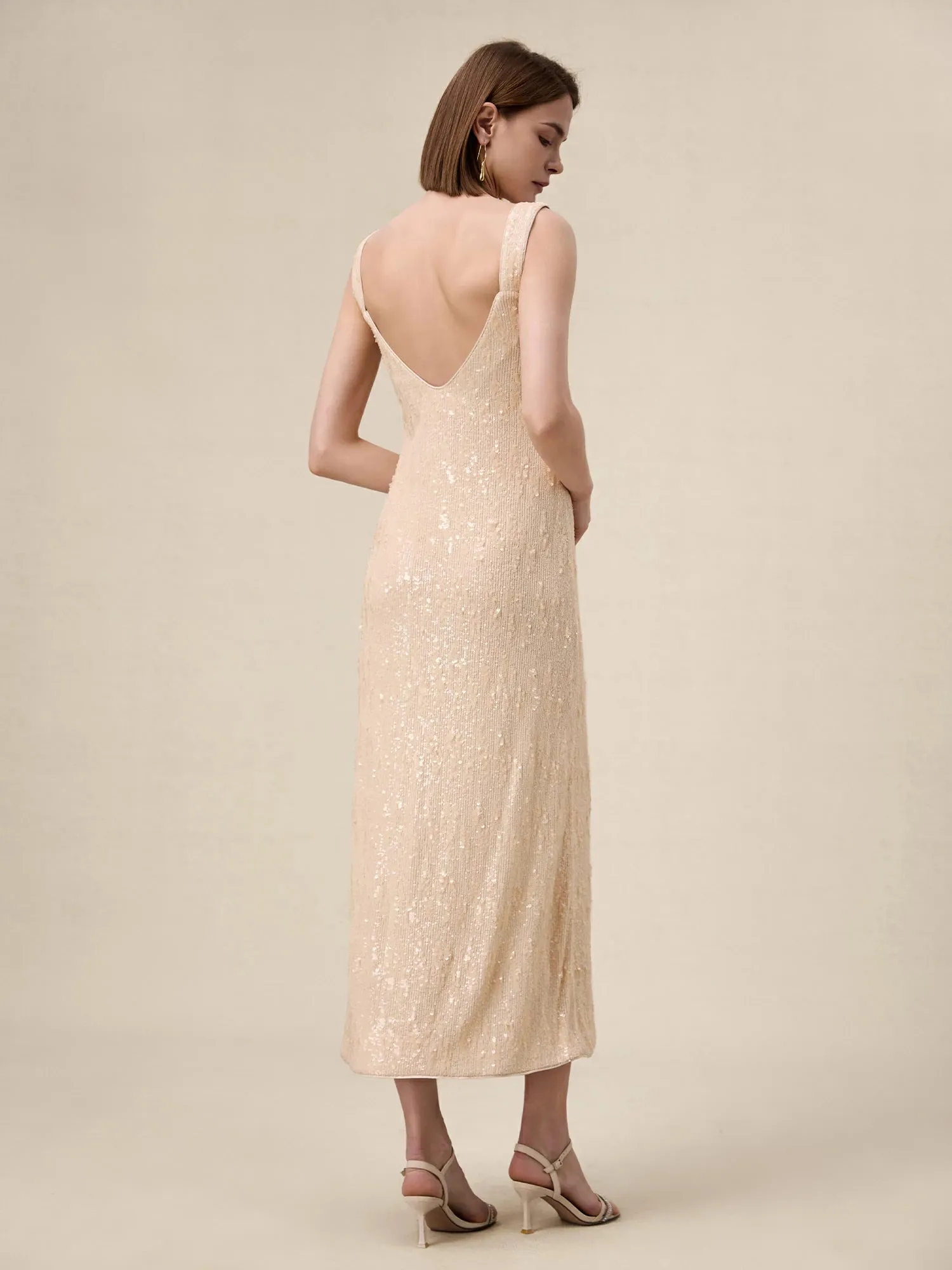 Amoretu Sleeveless Nude Sequin Dress sold by Amoretu product image thumbnail 2