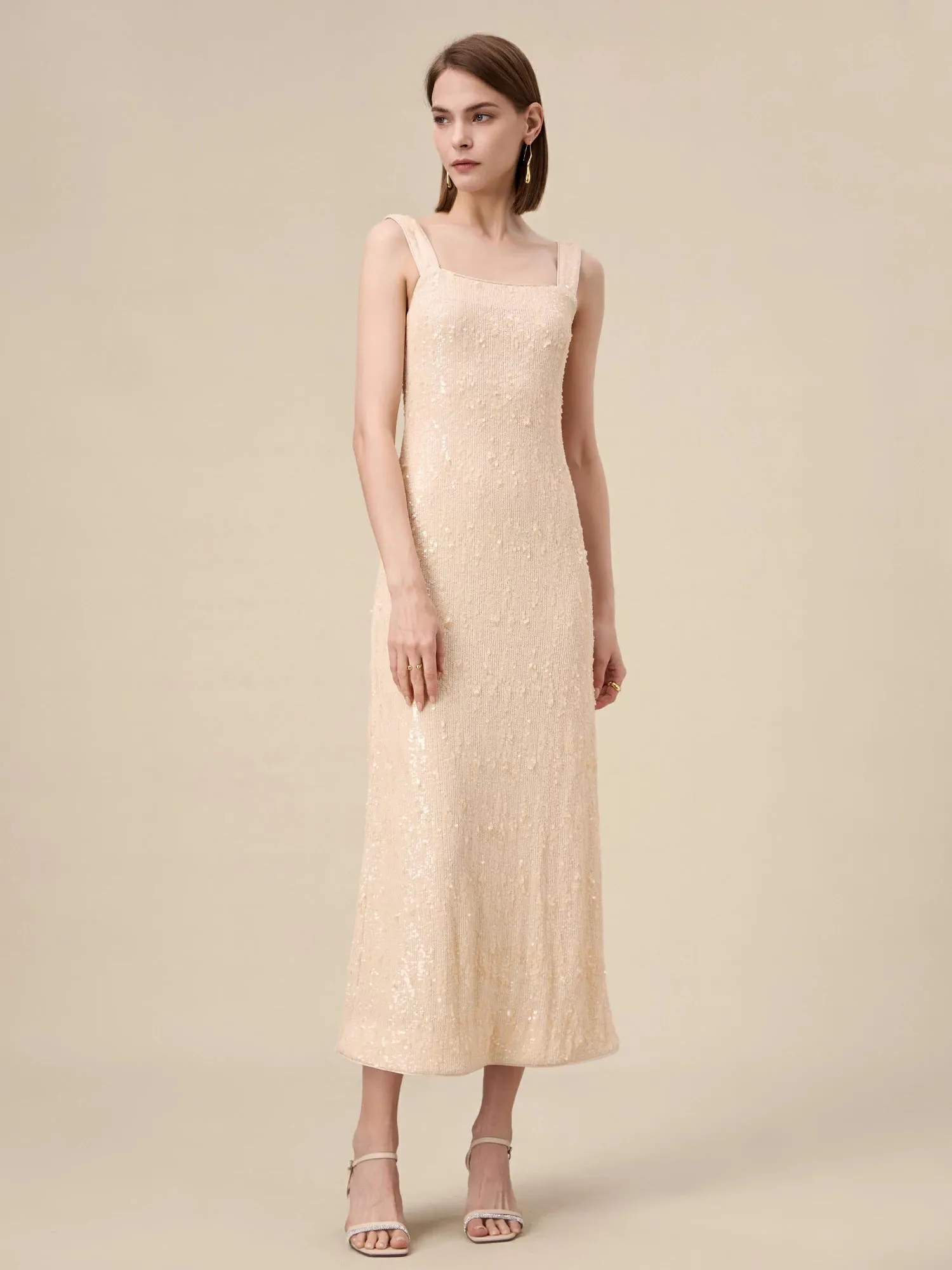 Amoretu Sleeveless Nude Sequin Dress sold by Amoretu product image thumbnail 3