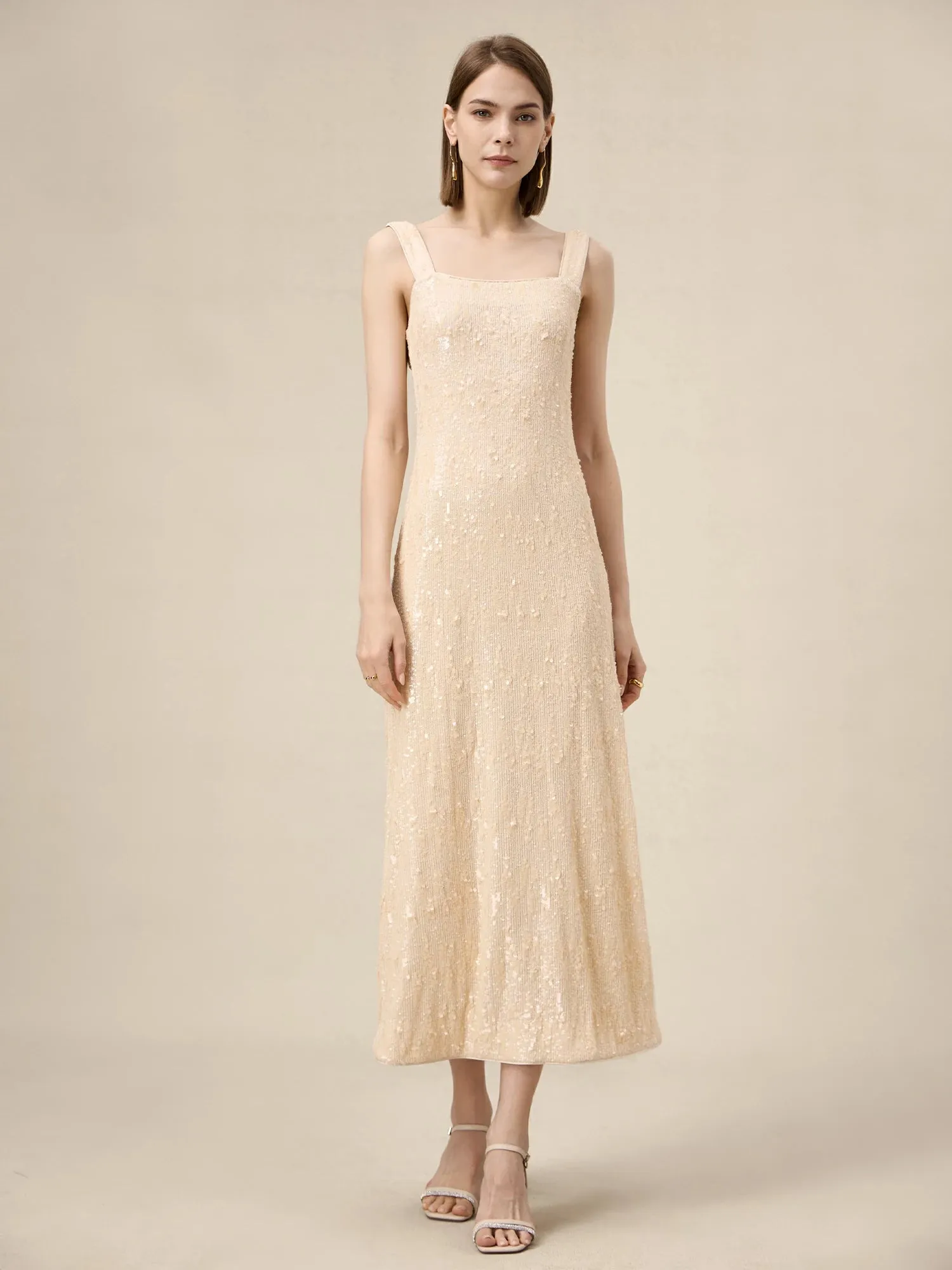Amoretu Sleeveless Nude Sequin Dress sold by Amoretu