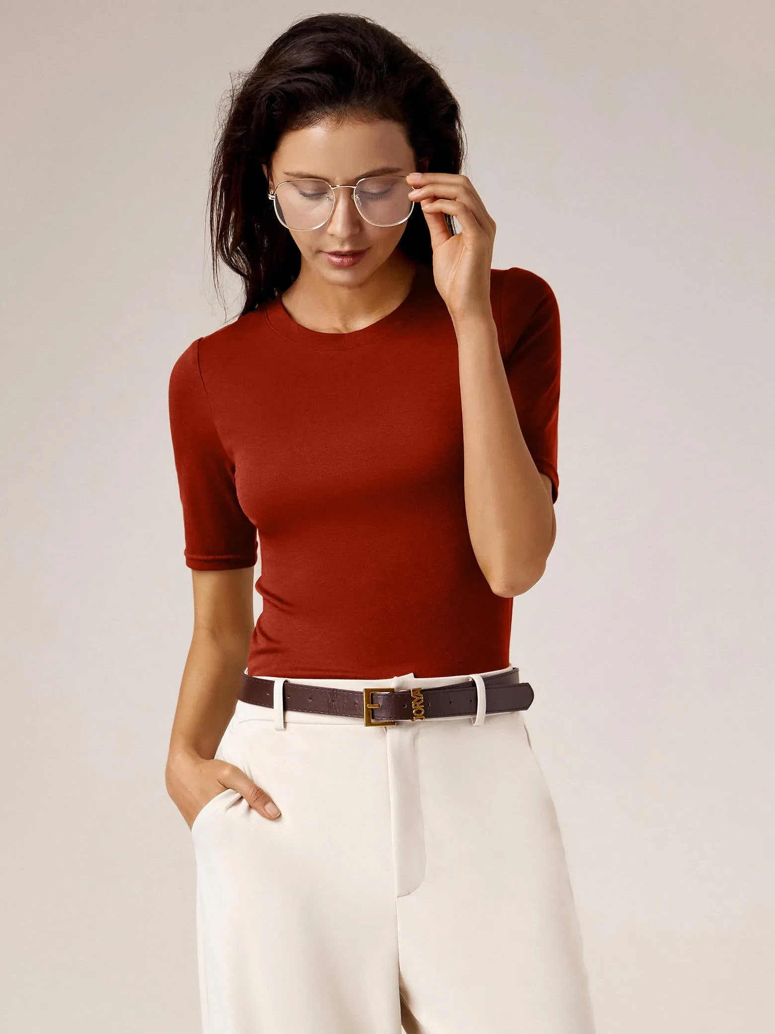 Amoretu T-Shirts Top Women Summer Casual Round Neck Basic Shirts sold by Amoretu product image thumbnail 3