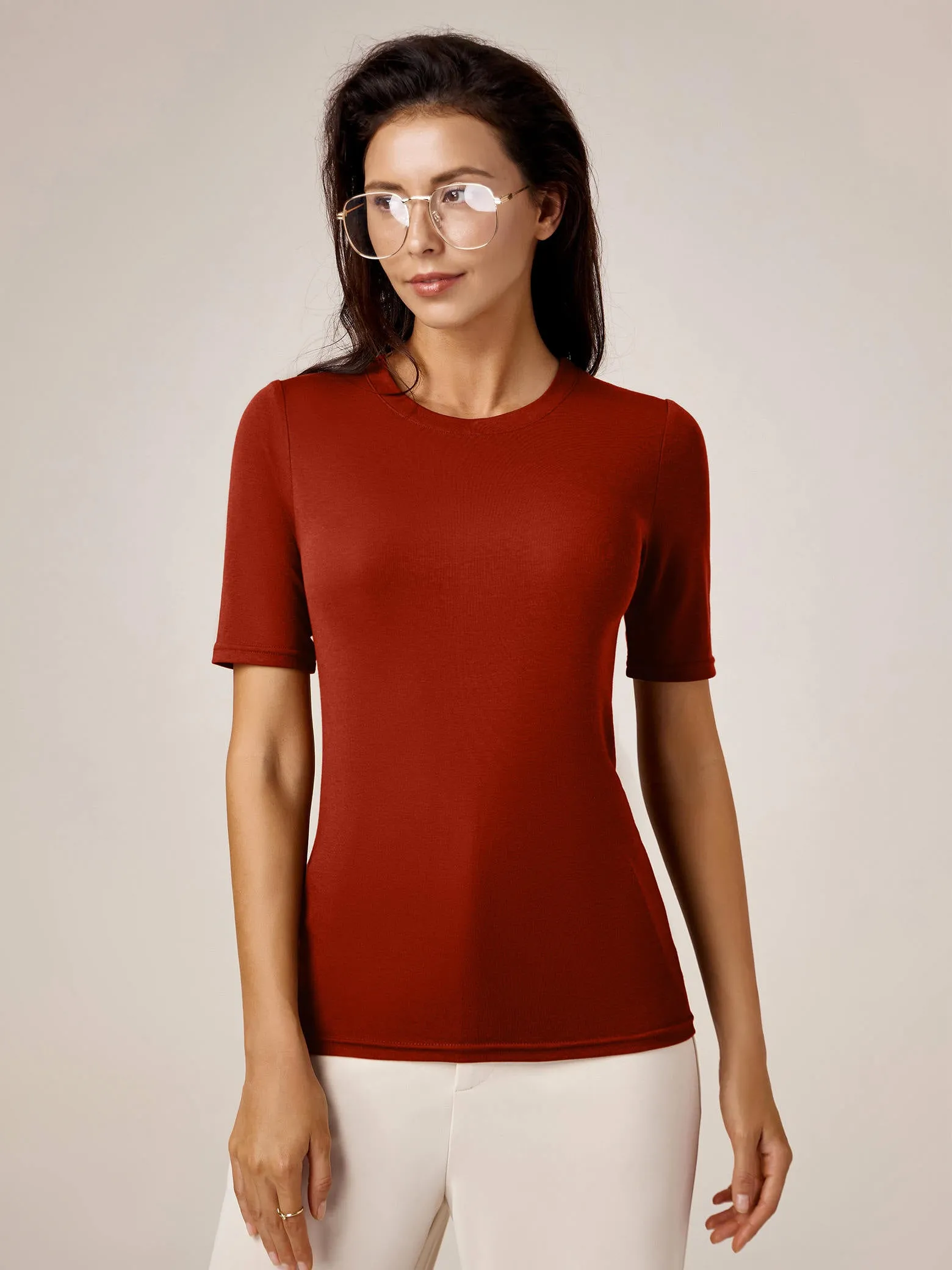 Amoretu T-Shirts Top Women Summer Casual Round Neck Basic Shirts sold by Amoretu product image thumbnail 2