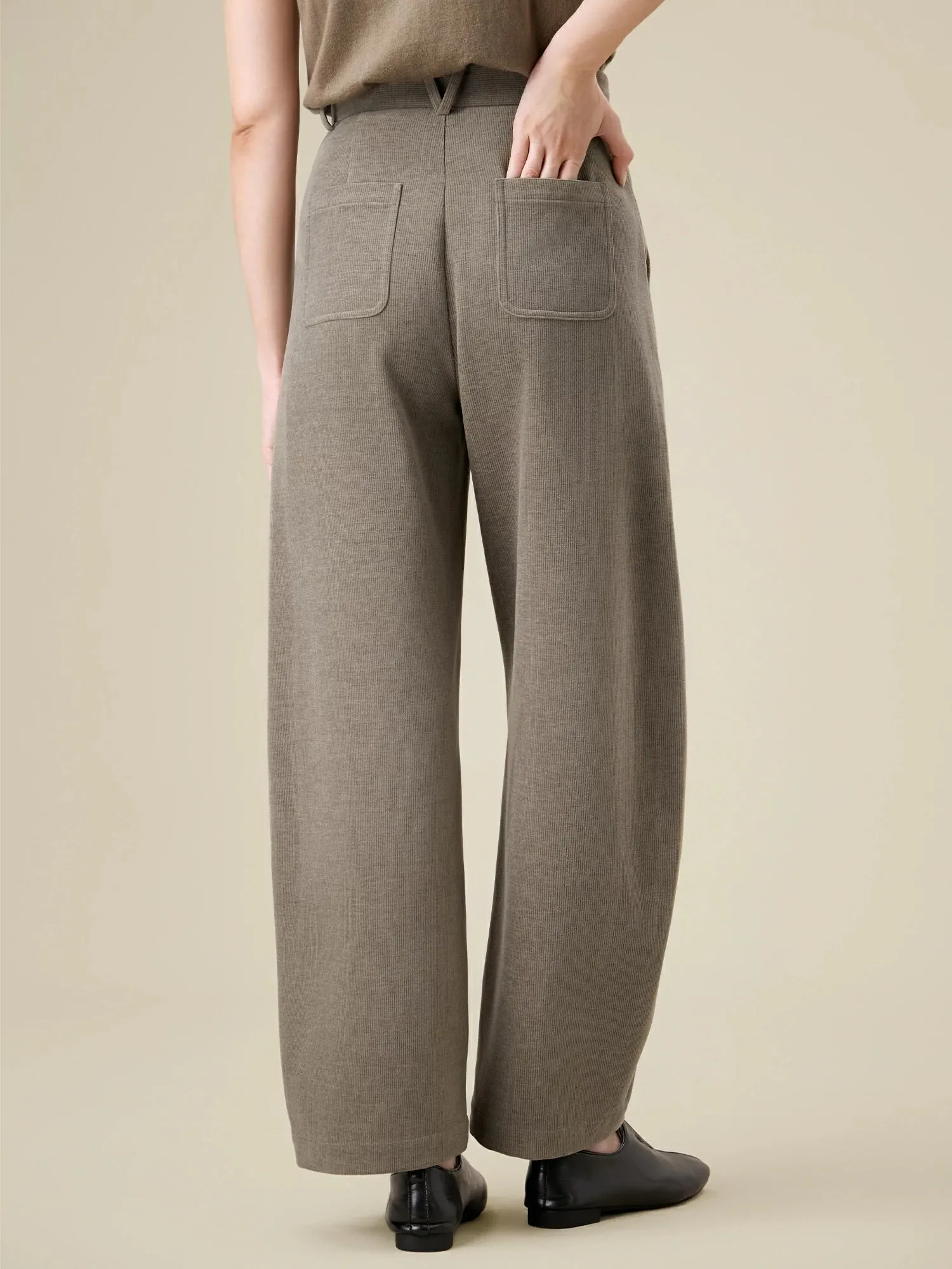 Amoretu High-Waist Vertical Striped Textured Wide-Leg Pant sold by Amoretu product image thumbnail 4