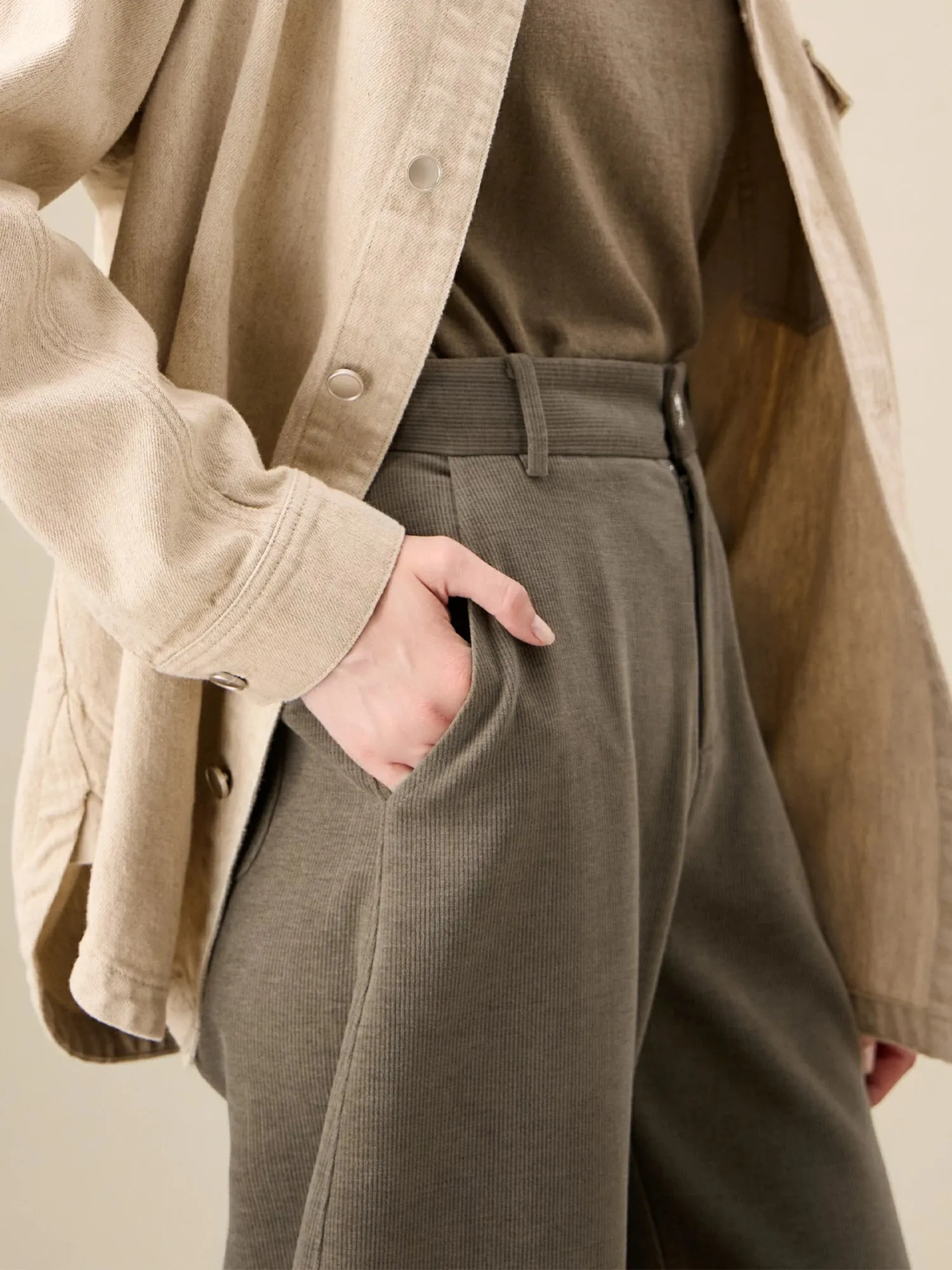 Amoretu High-Waist Vertical Striped Textured Wide-Leg Pant sold by Amoretu product image thumbnail 5