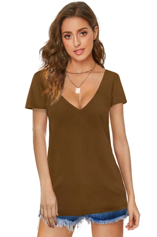 Modal Casual V Neck Short Sleeve T Shirt sold by Amoretu