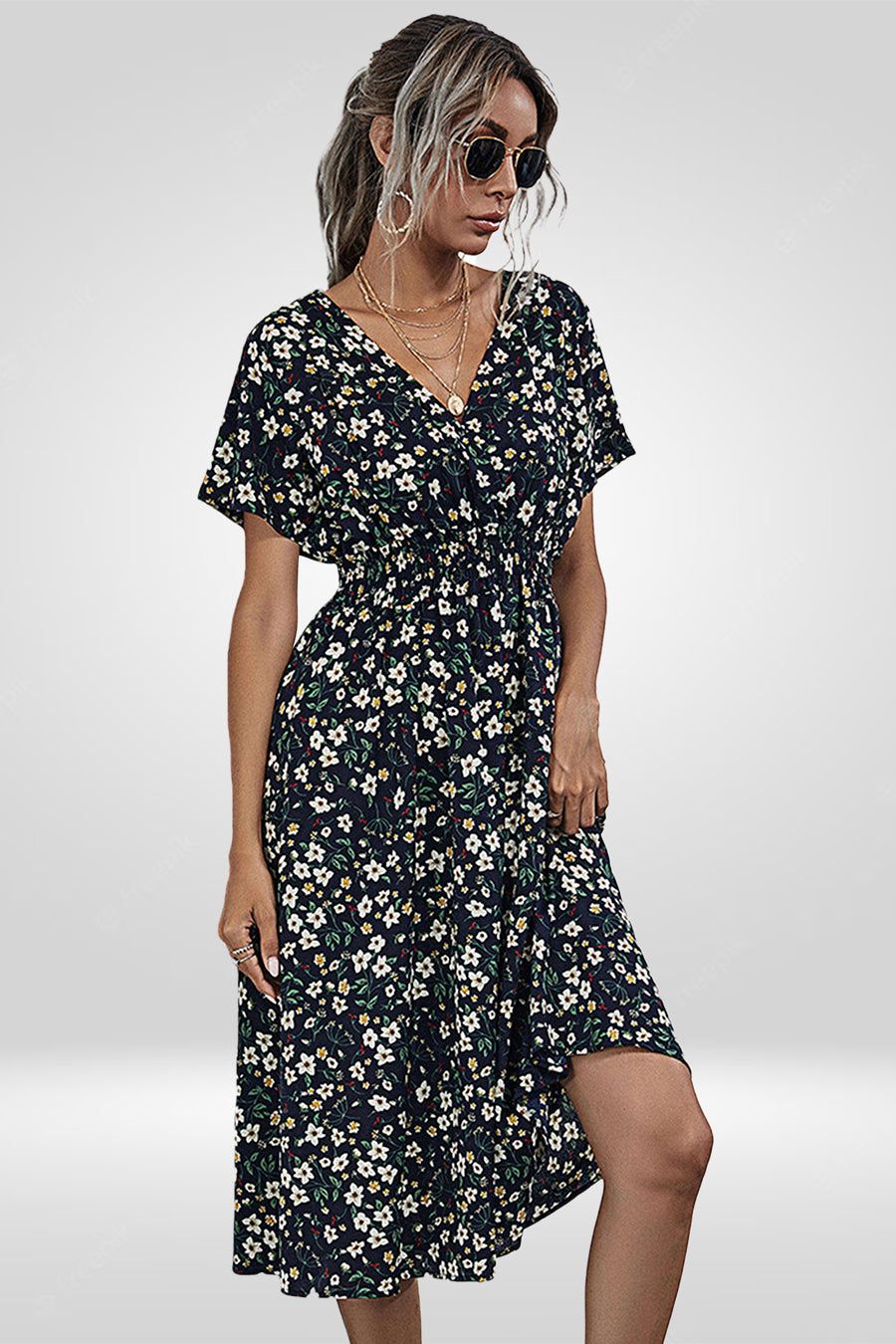 Printed Sun Dress A-Line Midi Flared Dress Sale sold by Amoretu product image thumbnail 4