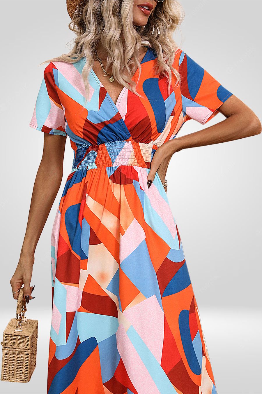 Printed Sun Dress A-Line Midi Flared Dress Sale sold by Amoretu product image thumbnail 2
