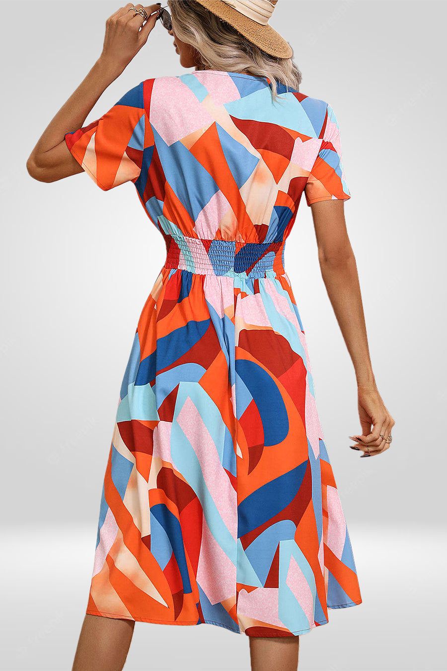 Printed Sun Dress A-Line Midi Flared Dress Sale sold by Amoretu product image thumbnail 3