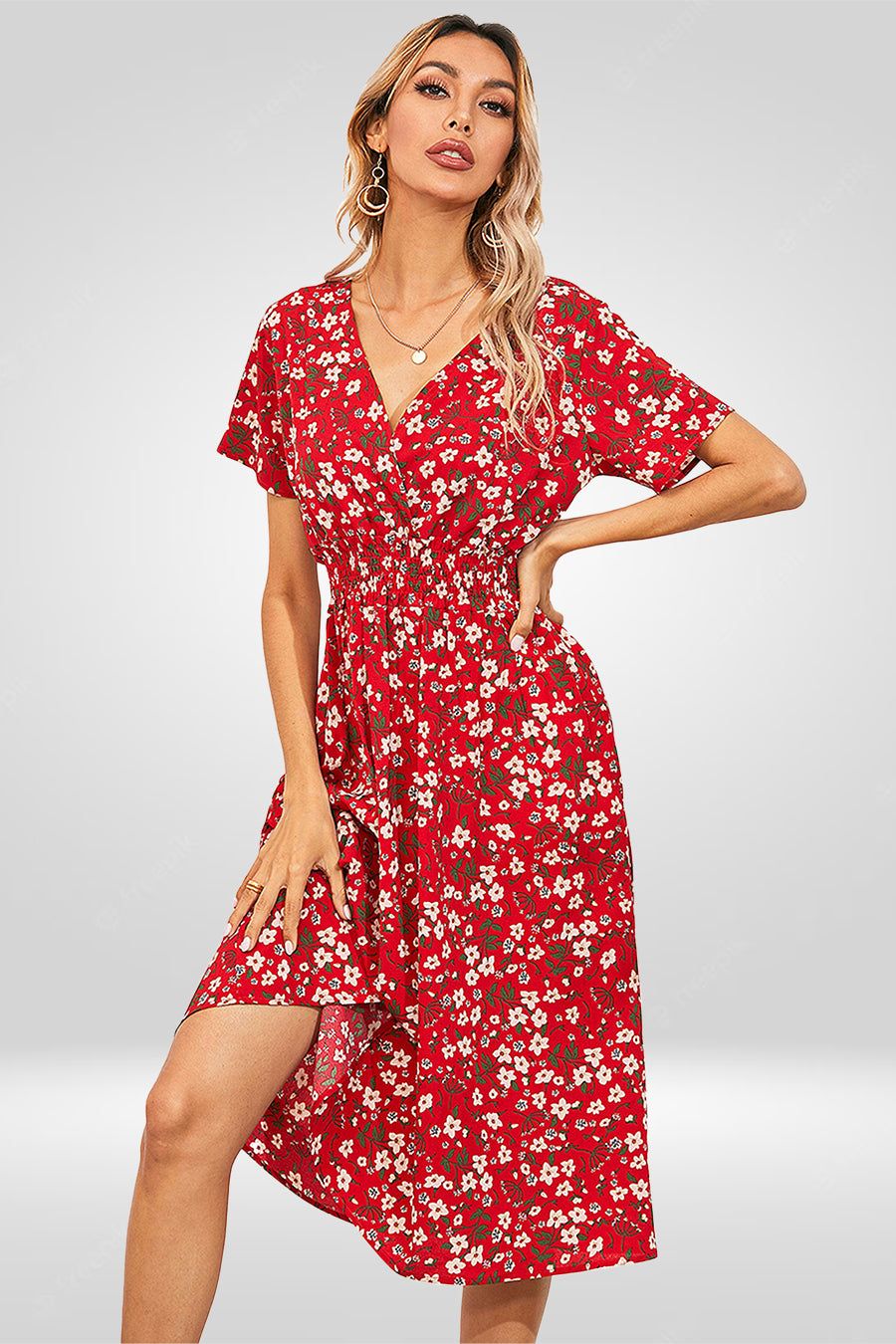 Printed Sun Dress A-Line Midi Flared Dress Sale sold by Amoretu product image thumbnail 5