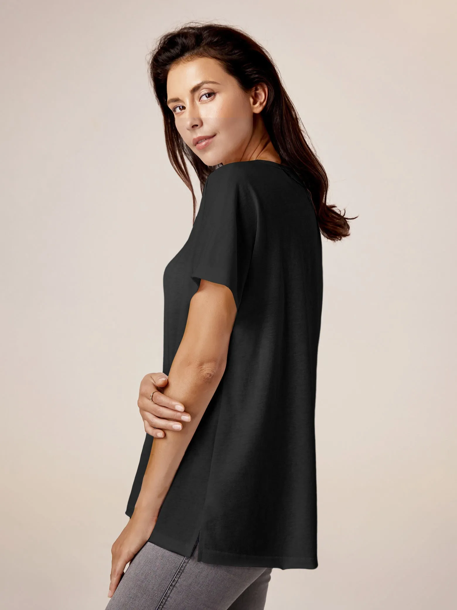 Amoretu 70% Cotton V Neck Casual Short Sleeve Top sold by Amoretu product image thumbnail 5