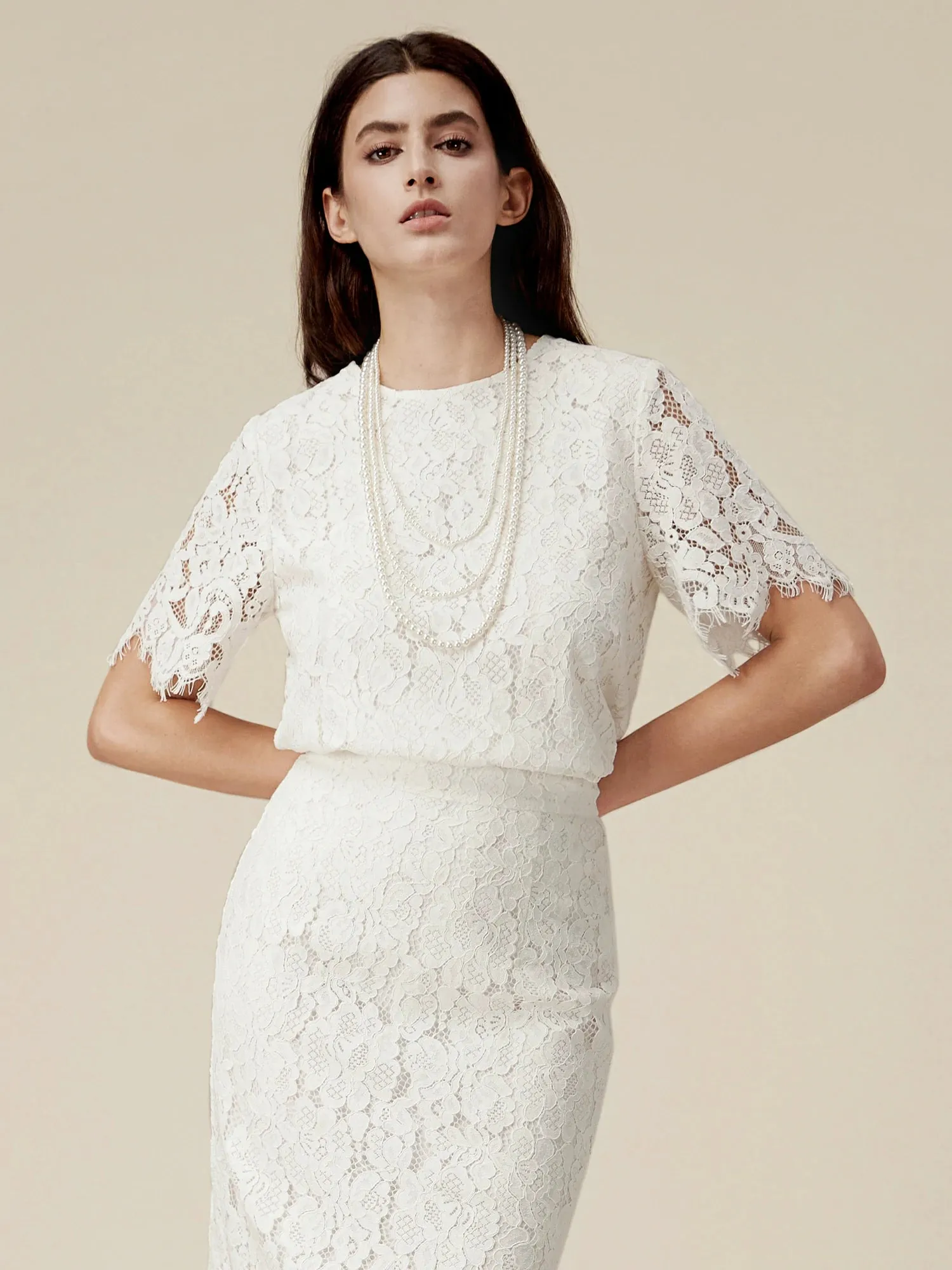 Amoretu Cotton Short Sleeve Lace Top sold by Amoretu product image thumbnail 2