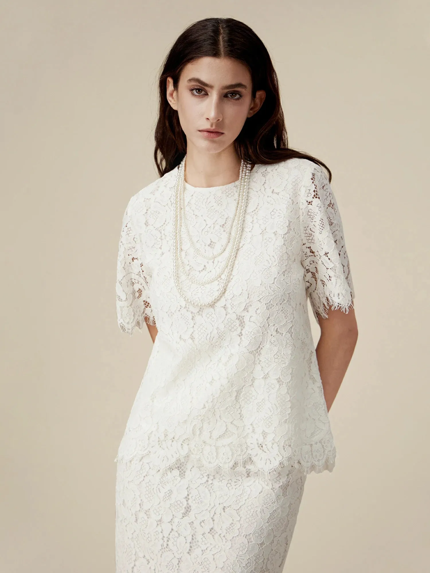 Amoretu Cotton Short Sleeve Lace Top sold by Amoretu