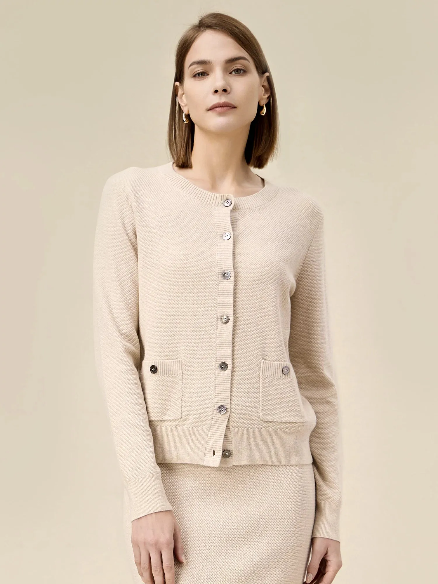 Amoretu Wool Gold Silver Yarn Knitted Cardigan sold by Amoretu