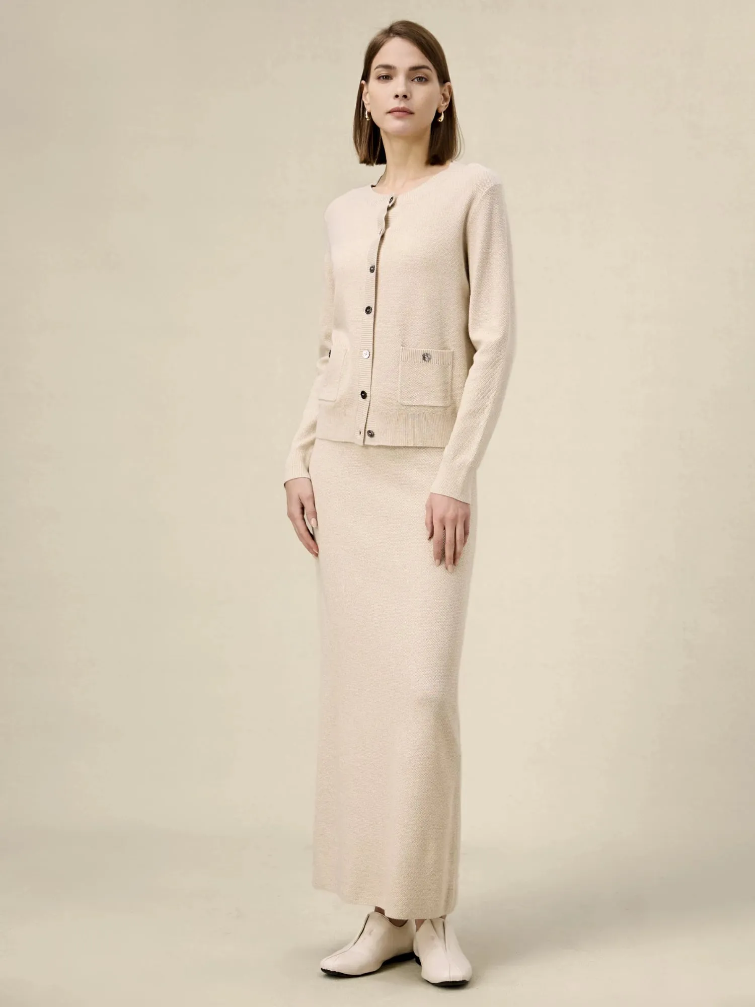 Amoretu Wool Gold Silver Yarn Knitted Cardigan sold by Amoretu product image thumbnail 4