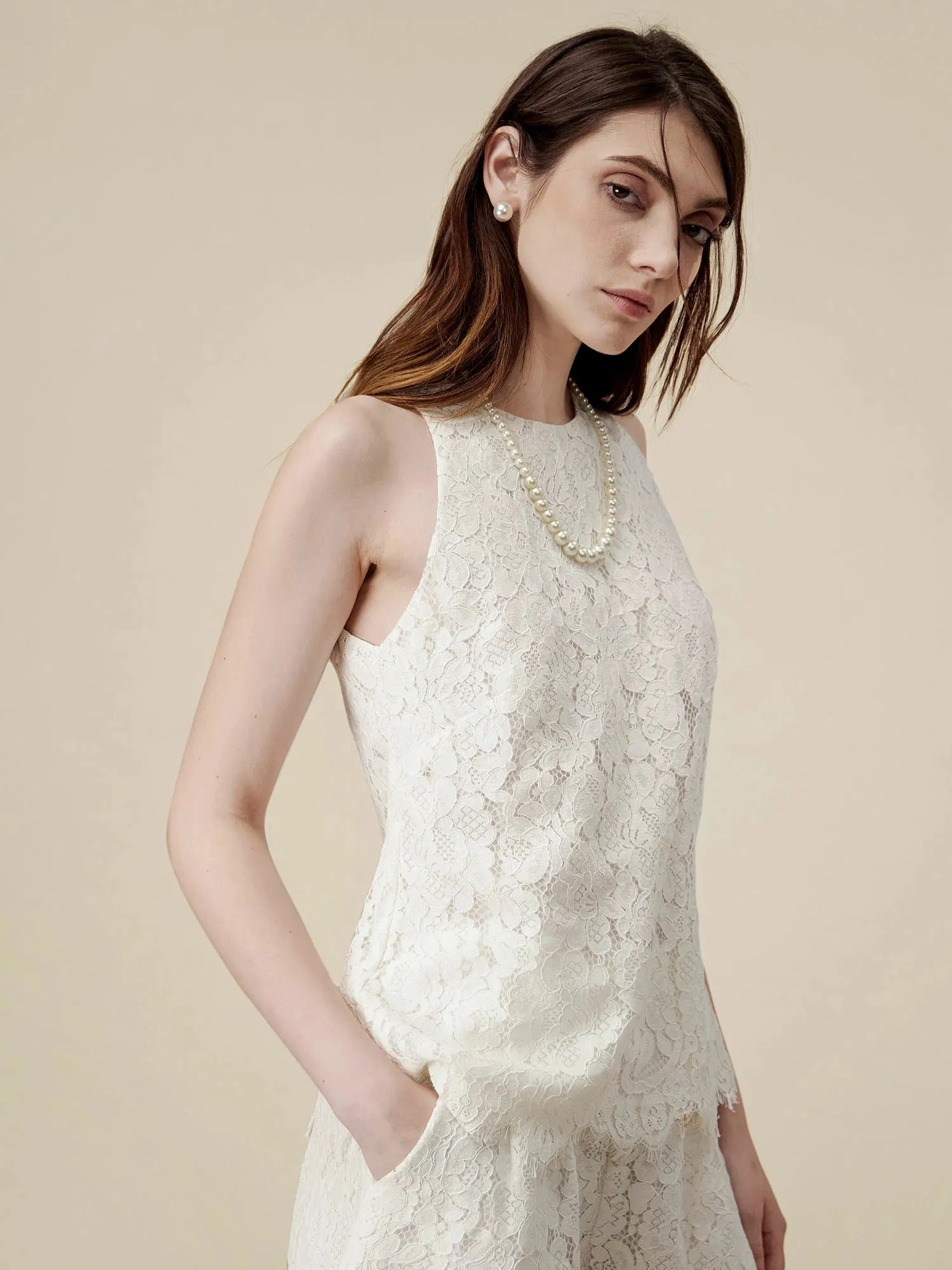 Amoretu Cotton Sleeveless Lace Tank Top sold by Amoretu product image thumbnail 3