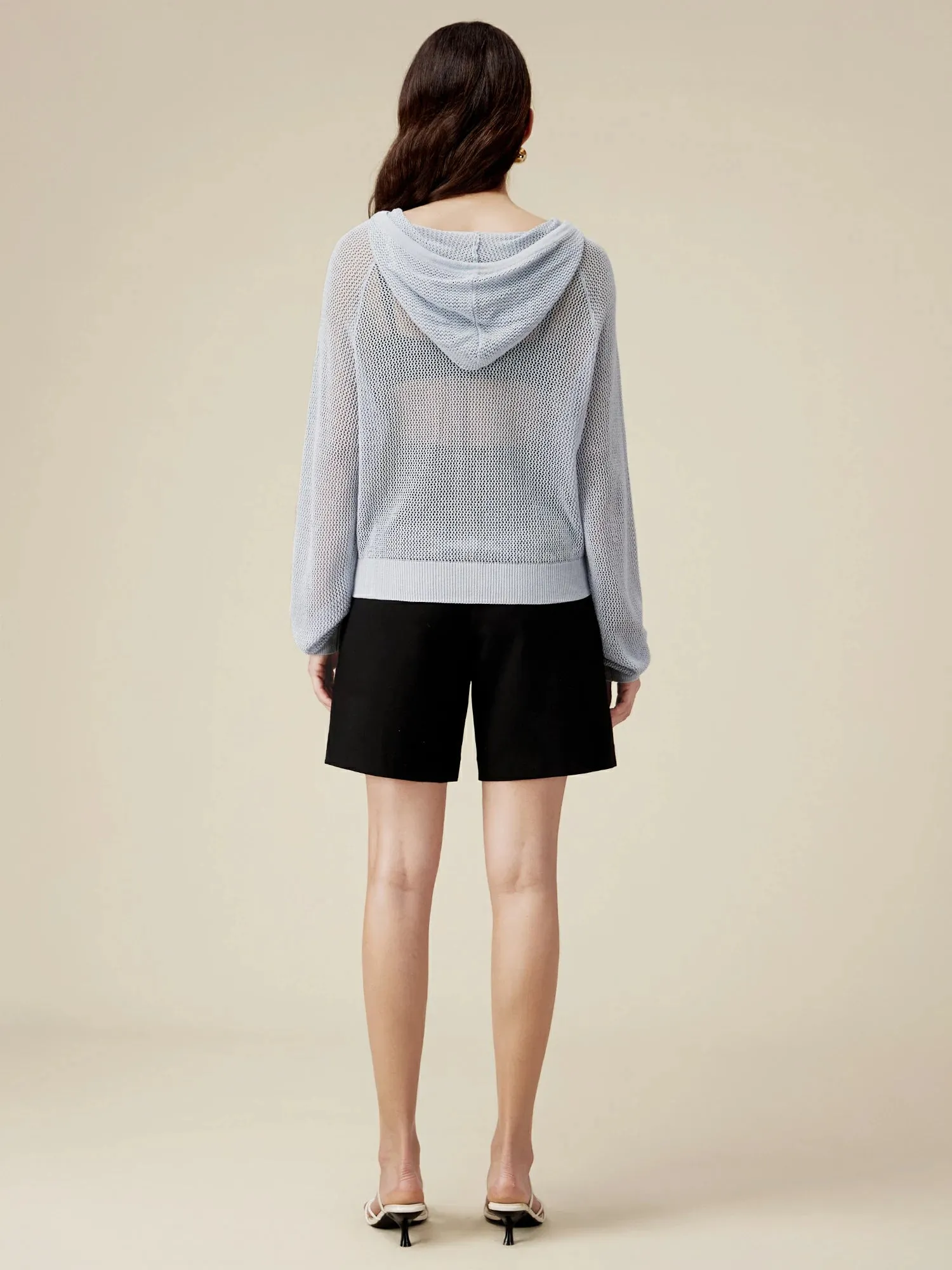 Amoretu Linen & Lyocell Hooded Hollow Out Cardigan sold by Amoretu product image thumbnail 4