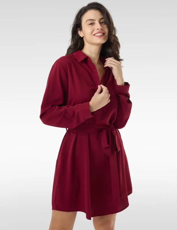Shirt Button up Work Dress sold by Amoretu