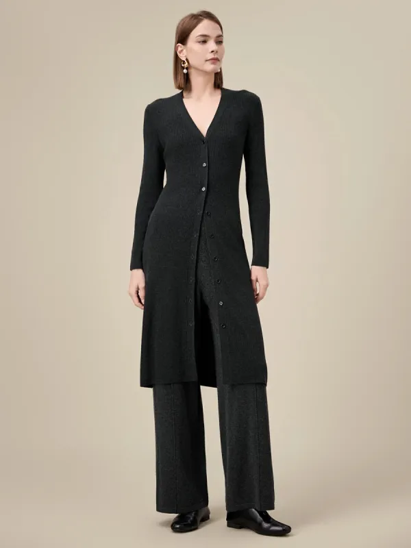 Amoretu Silk & Wool Long Sleeve Button Down Knit Dress sold by Amoretu