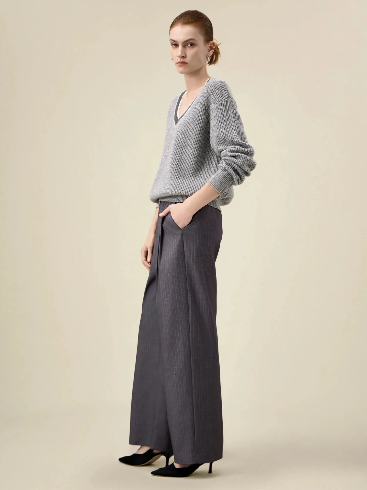 Amoretu Women's Wool Colorblocked Sequin Knitted Sweater sold by Amoretu product image thumbnail 2