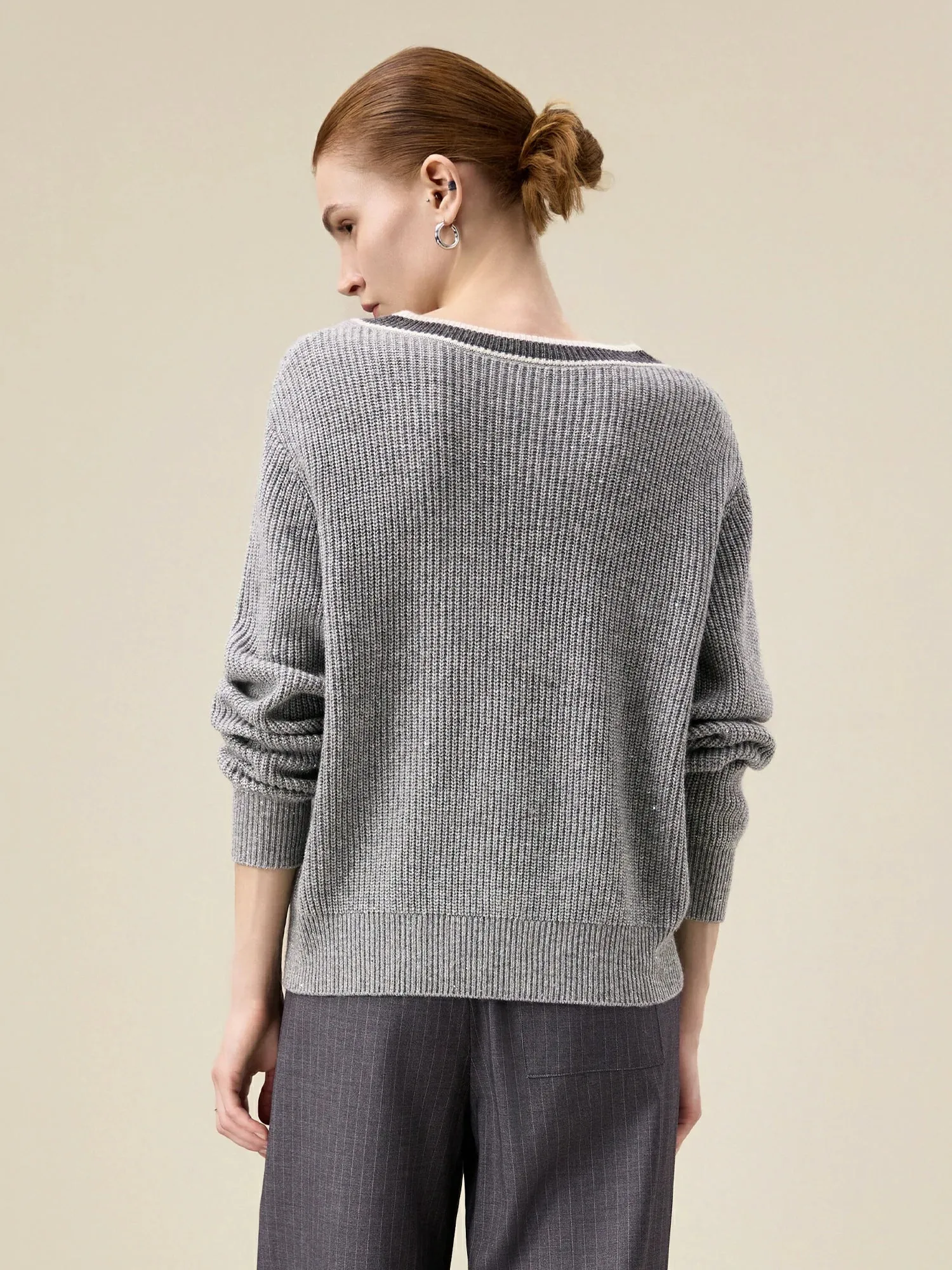 Amoretu Women's Wool Colorblocked Sequin Knitted Sweater sold by Amoretu product image thumbnail 4