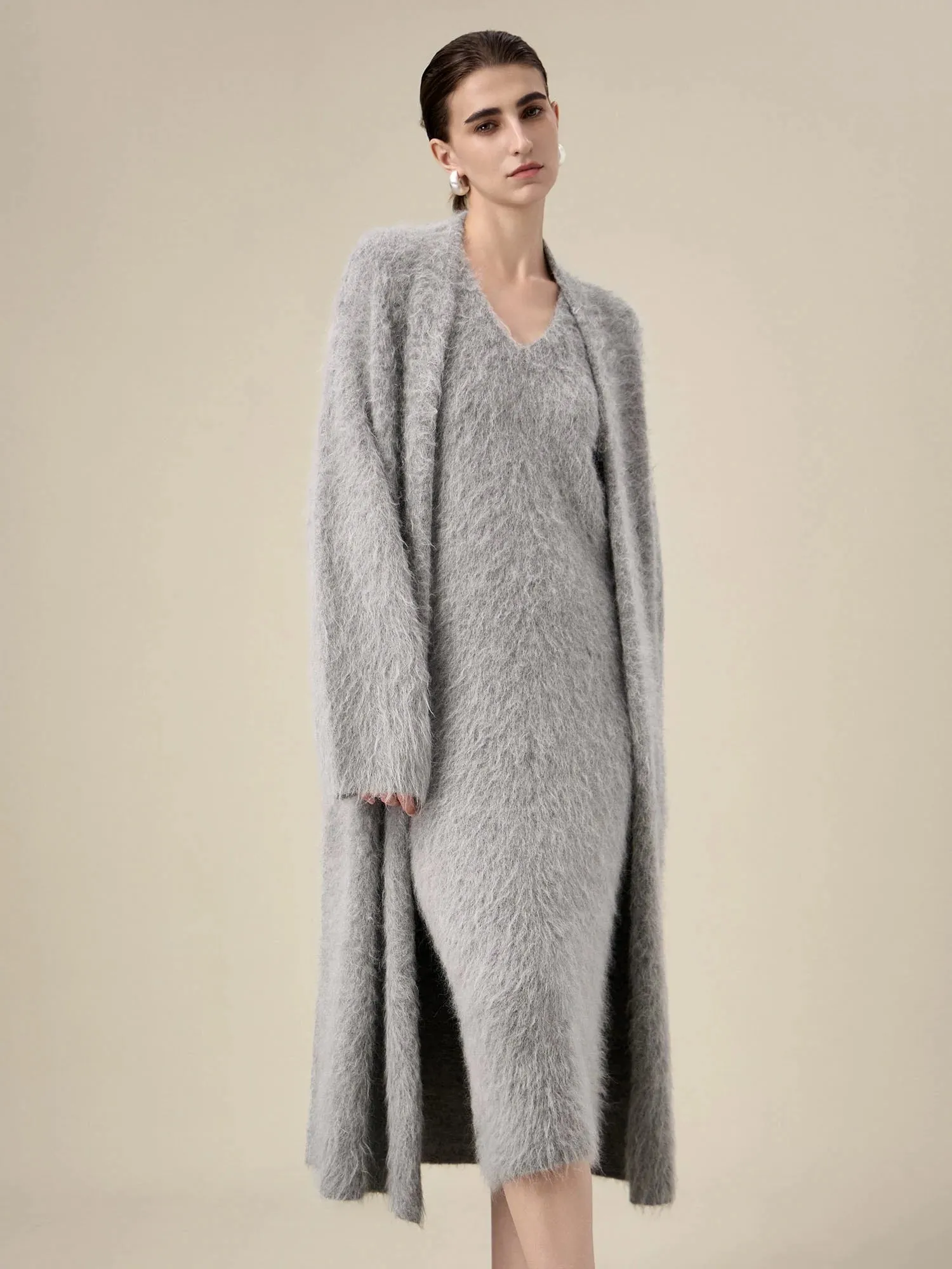 Amoretu Women's Alpaca Plush Long-Sleeve Knit Cardigan sold by Amoretu product image thumbnail 3