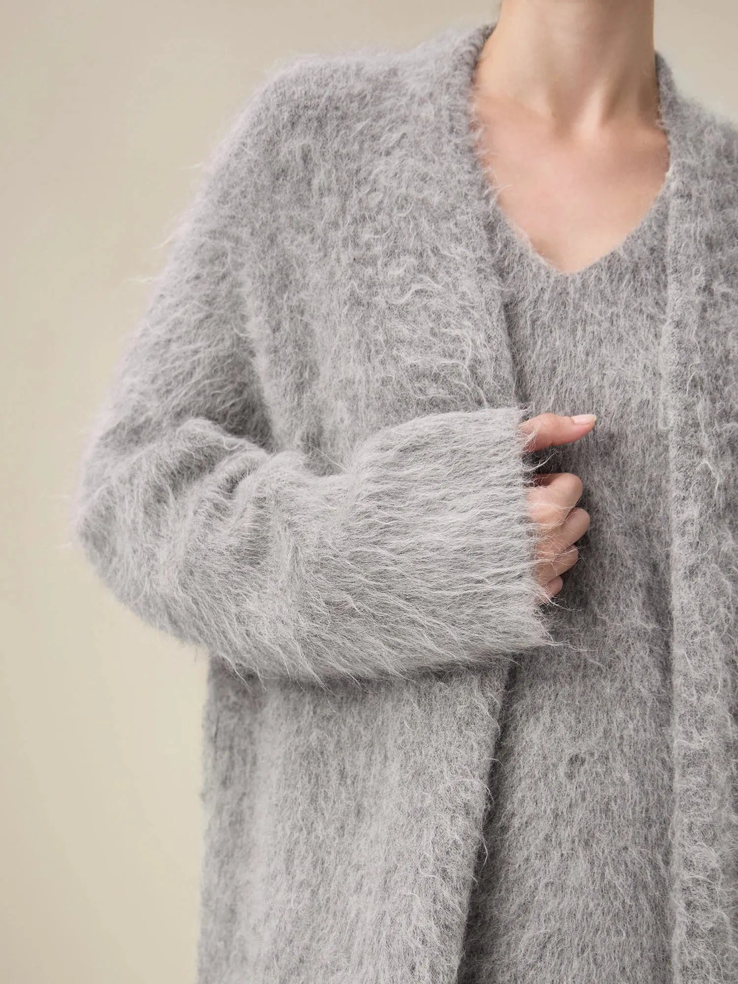 Amoretu Women's Alpaca Plush Long-Sleeve Knit Cardigan sold by Amoretu product image thumbnail 4