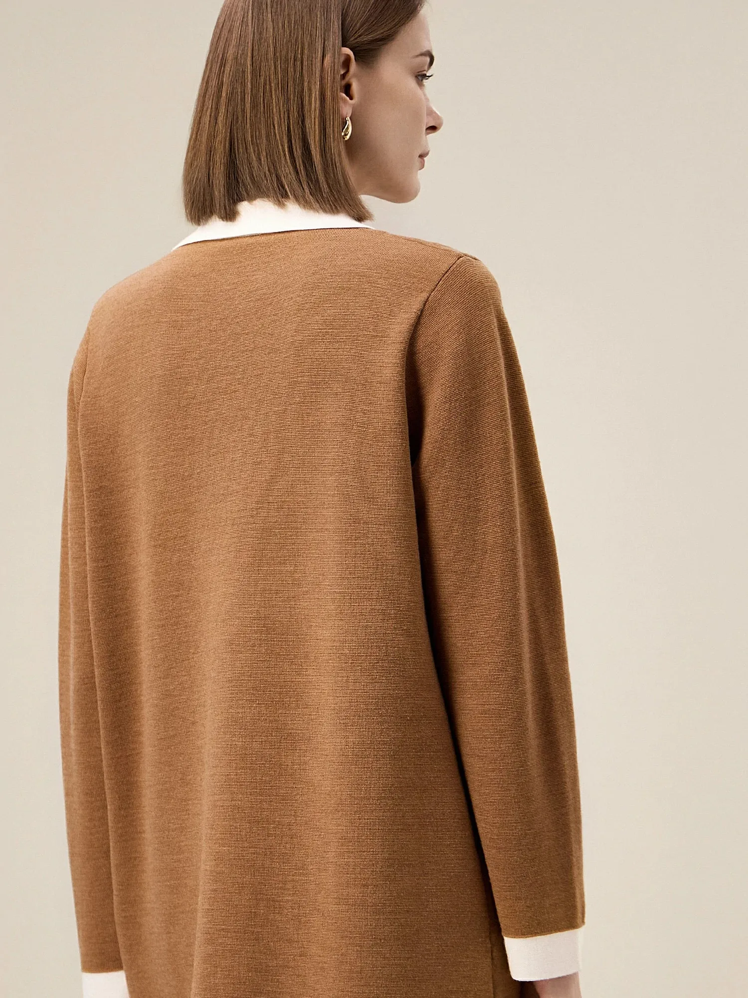 Amoretu Wool Polo Collar Contrast Color Knitted Dress sold by Amoretu product image thumbnail 5