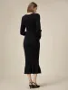 Amoretu Women's 100% Wool V-Neck Knitted Dress sold by Amoretu