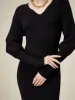Amoretu Women's 100% Wool V-Neck Knitted Dress sold by Amoretu