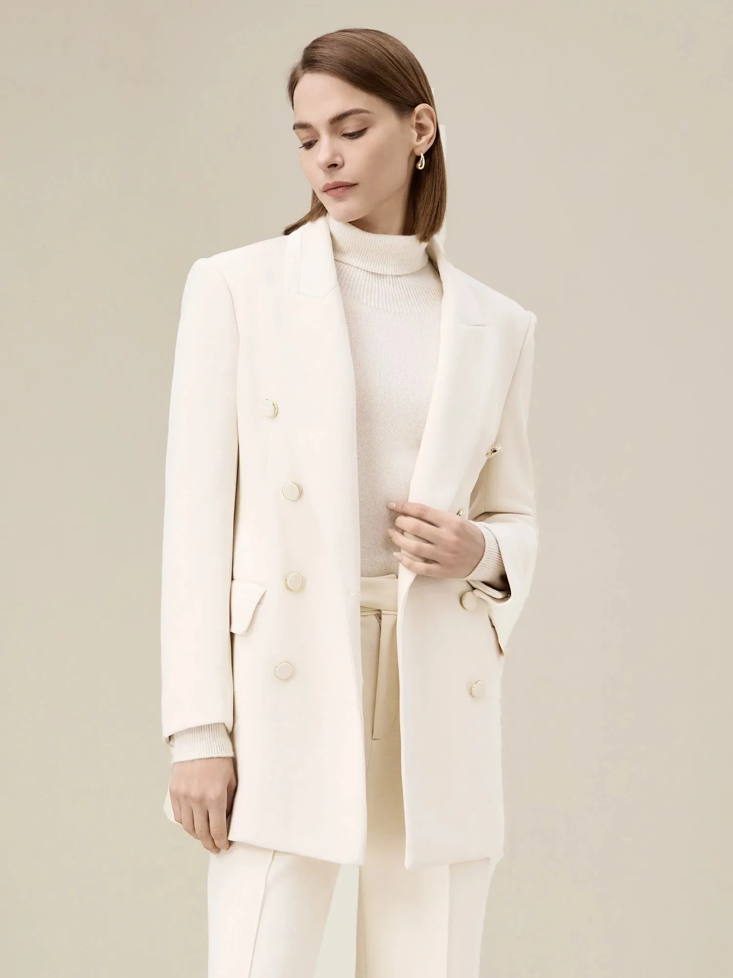 (FINAL SALE) Wool Peak Lapel Stretch Blazer sold by Amoretu