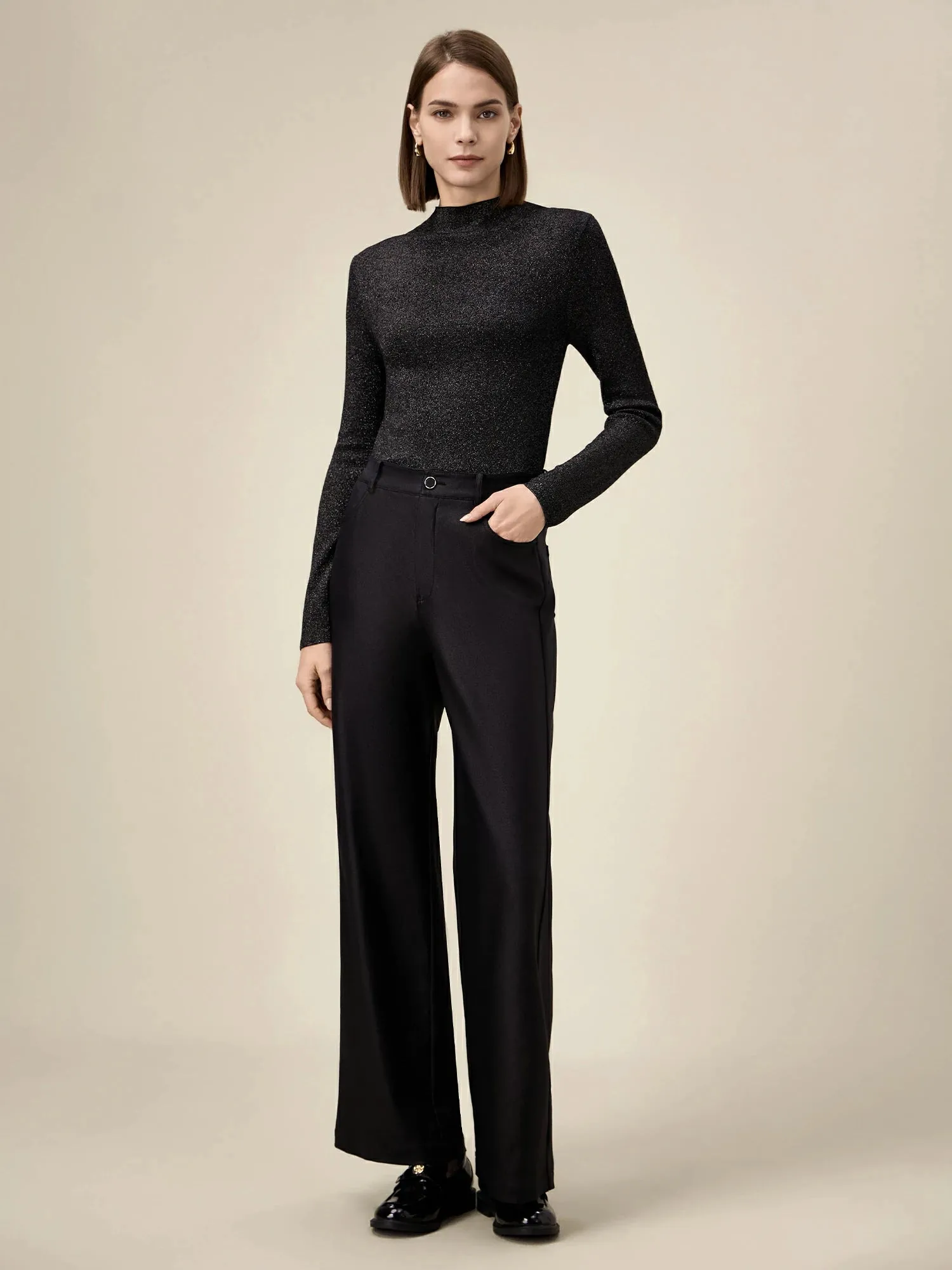 Amoretu Silver Yarn Stand Collar Sweater Top sold by Amoretu product image thumbnail 2