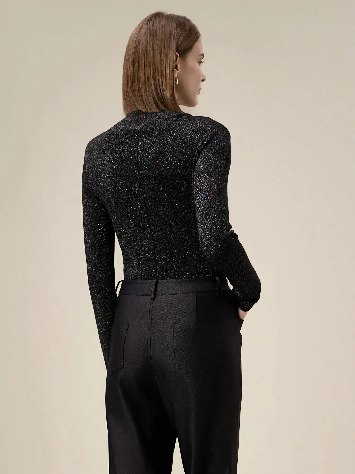 Amoretu Silver Yarn Stand Collar Sweater Top sold by Amoretu product image thumbnail 4