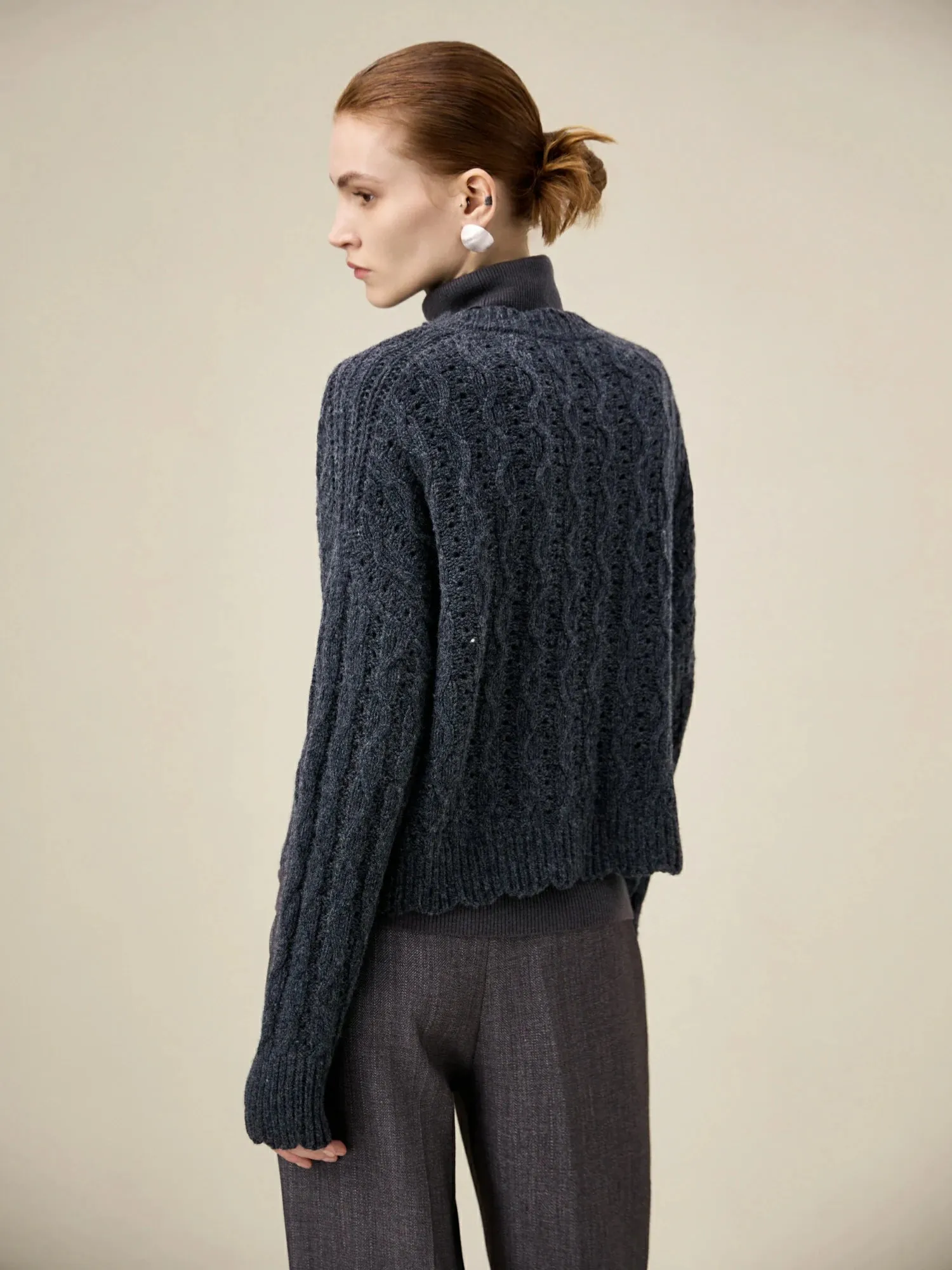 Amoretu Women's Wool Cable Knit Sweater sold by Amoretu product image thumbnail 4