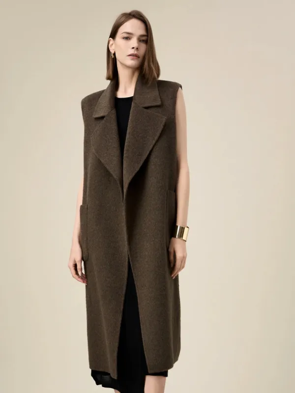 Amoretu Women's Wool Notched Lapel Sleeveless Coat sold by Amoretu