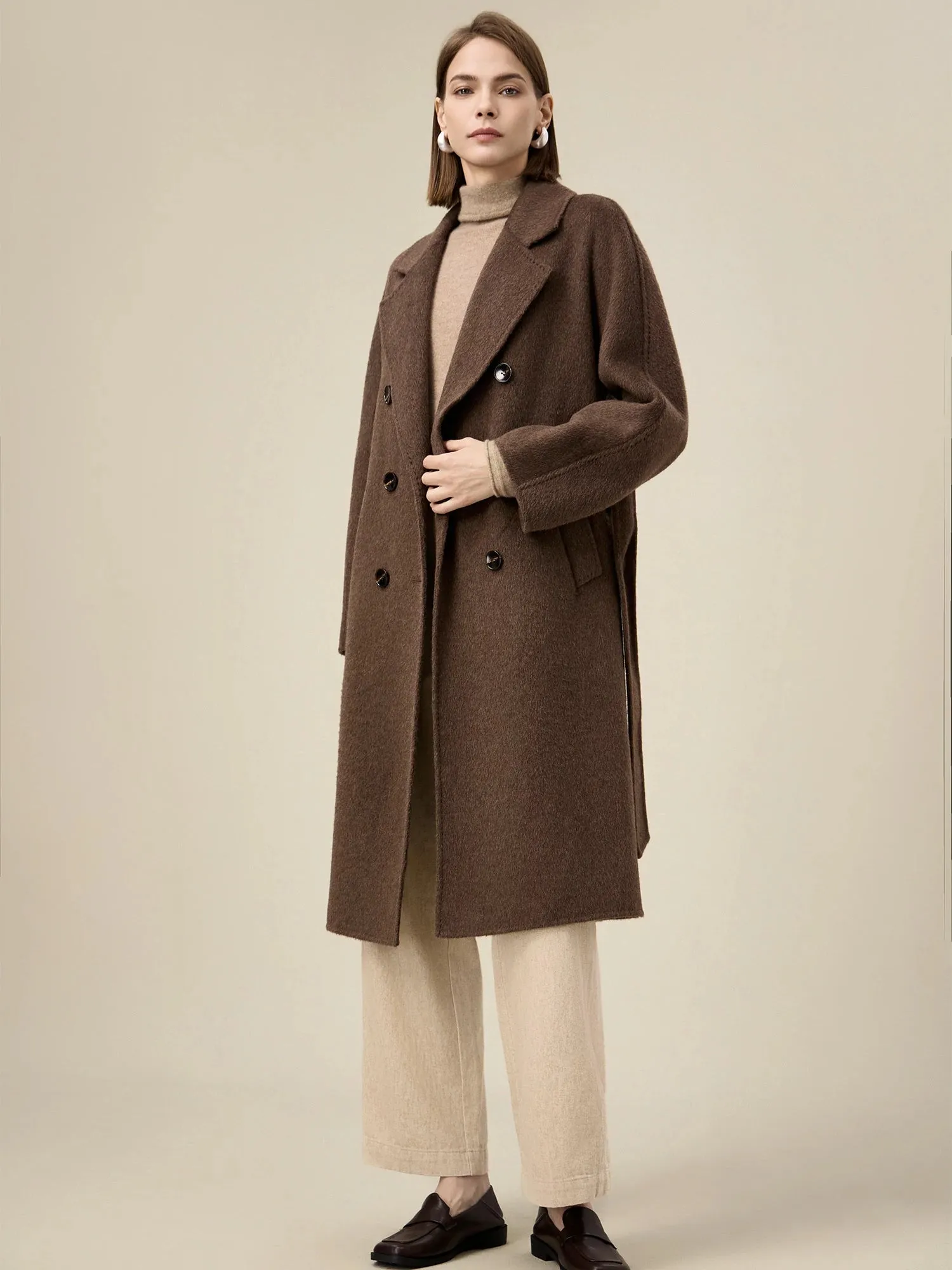 (FINAL SALE)Wool Notched Lapel Double-Breasted Coat sold by Amoretu product image thumbnail 2