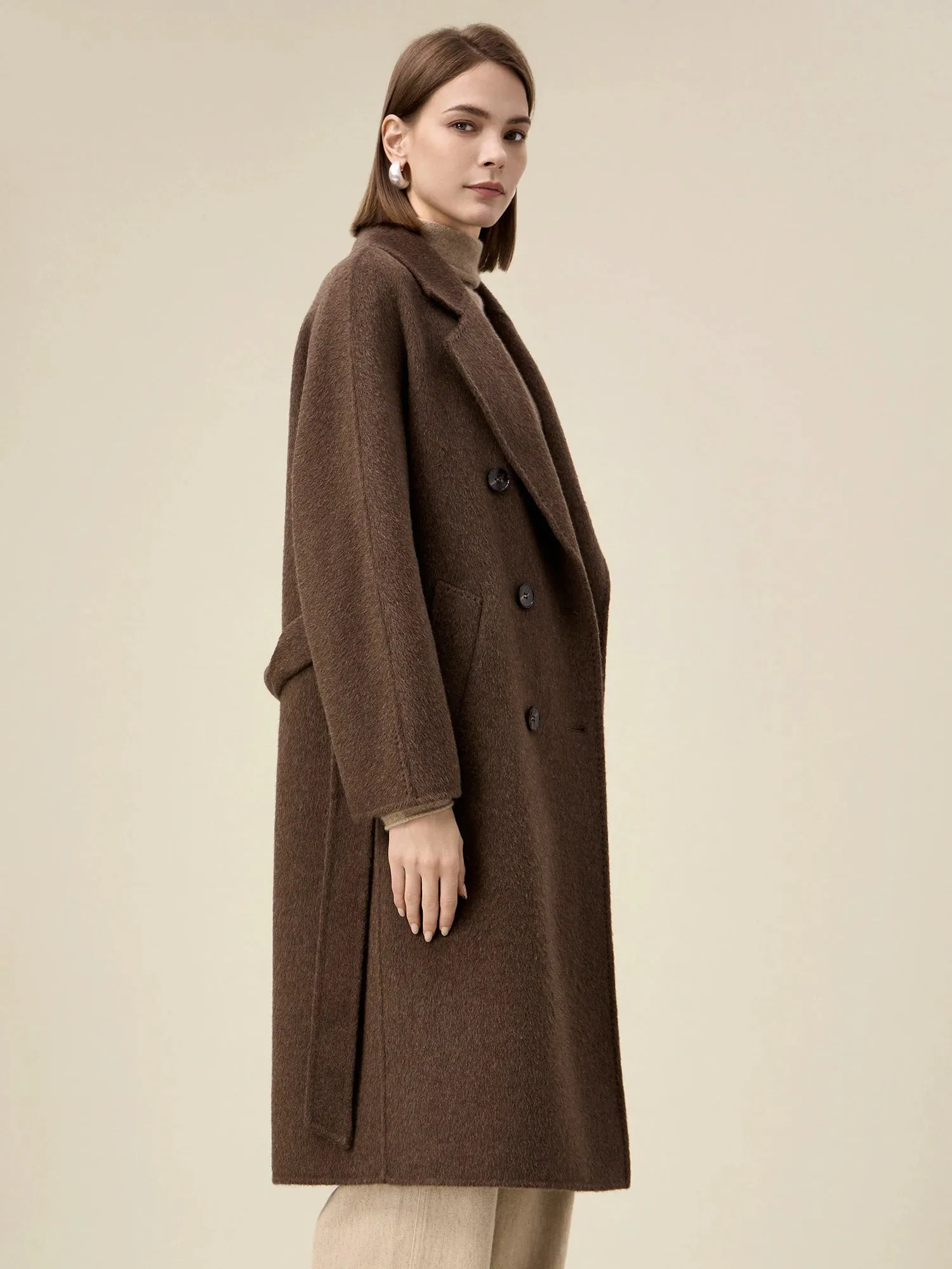 (FINAL SALE)Wool Notched Lapel Double-Breasted Coat sold by Amoretu product image thumbnail 4