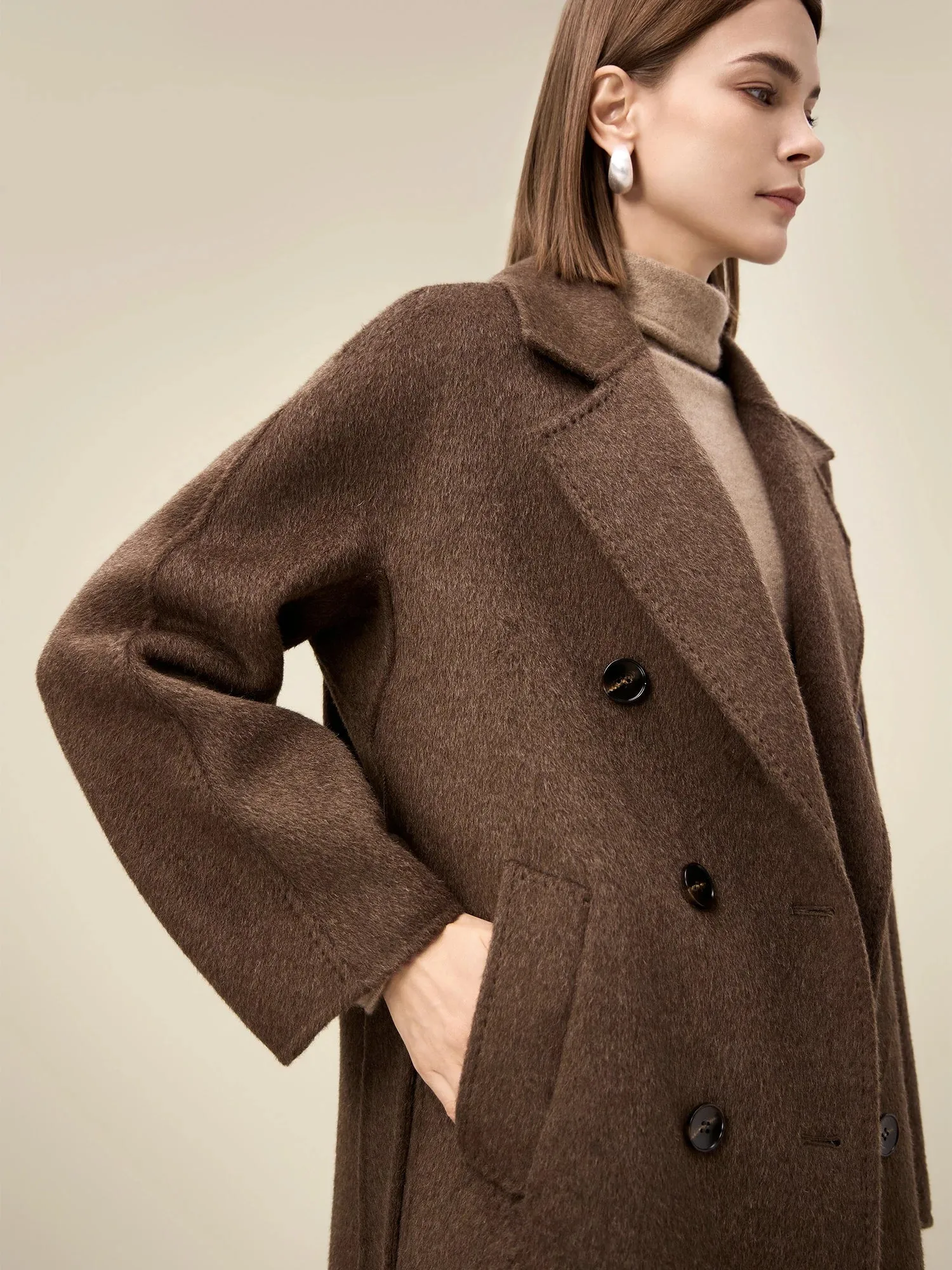 (FINAL SALE)Wool Notched Lapel Double-Breasted Coat sold by Amoretu product image thumbnail 5