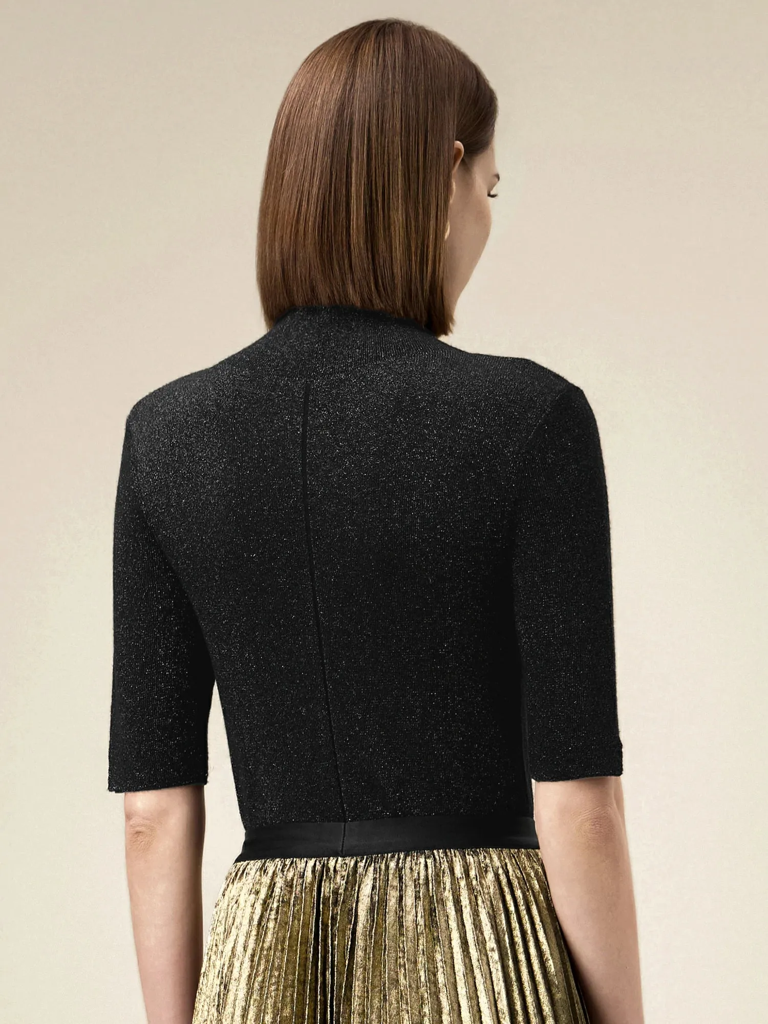 Amoretu Silver Yarn Middle Sleeve Sweater Top sold by Amoretu product image thumbnail 3