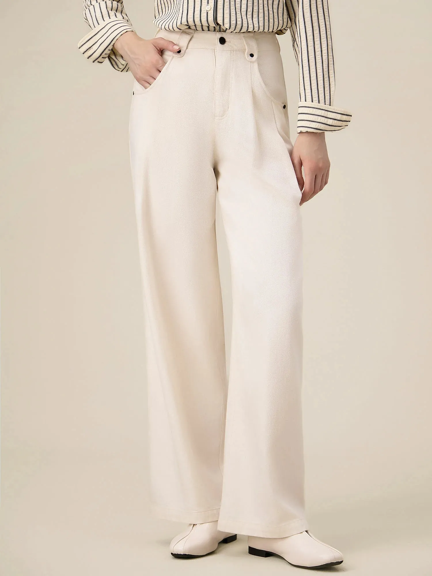 Amoretu Lyocell & Cotton Loose Straight Pants sold by Amoretu